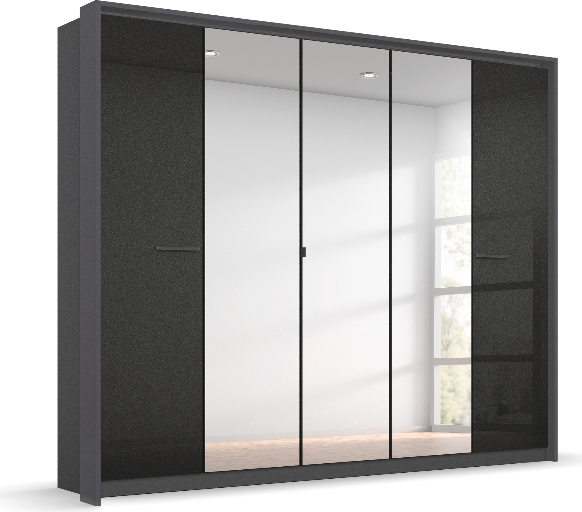 OTTO home Kleiderschrank "Mehrzweckschrank Aktenschrank Möbel Mietswohnung Schlafzimmer OTELI" erhältlich in Breiten 230/275 cm inkl. Innenschubladen und extra Böden, inkl. Passepartout optional mit Beleuchtung MADE IN GERMANY