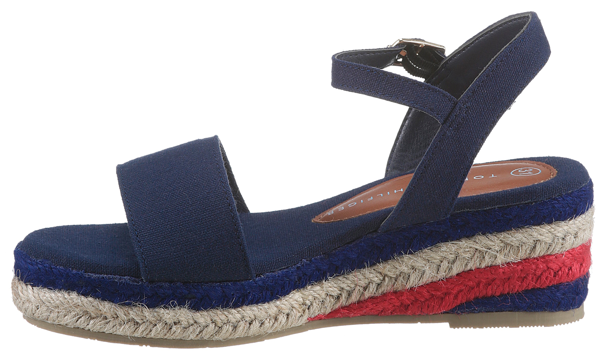 Tommy Hilfiger Keilsandalette »ROPE WEDGE SANDAL«, mit farbigem Juteabsatz