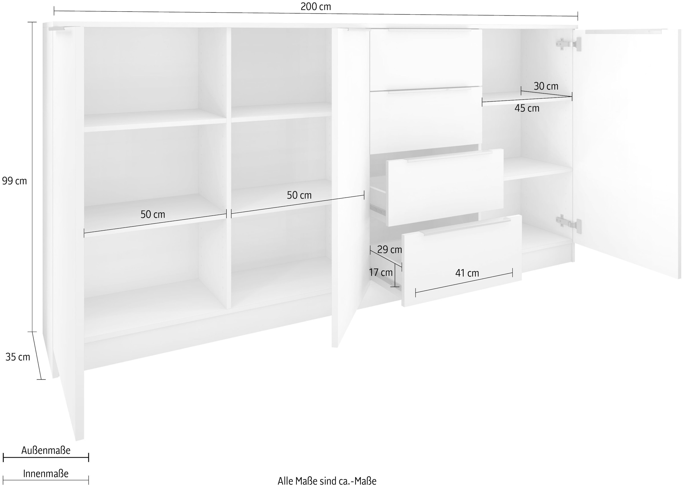 borchardt Möbel Highboard »Oliva«, Breite ca. 200 cm