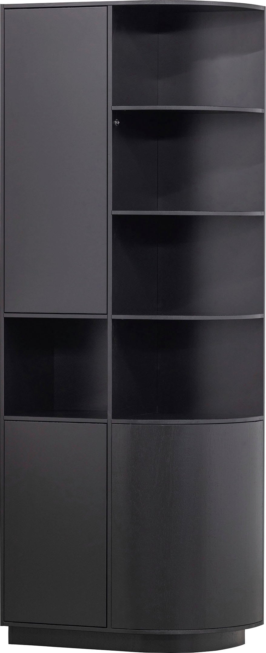 WOOOD Vitrine "Finca FSC-Kiefernholz mit Druckmechanismus, H 210 x B 78 x T 40 cm" Tragkraft 10 kg pro Boden, schwebende Optik, Wandbefestigung empfohlen