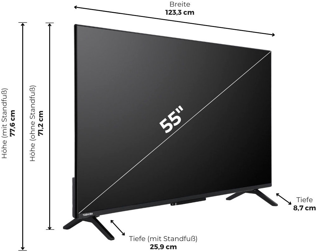 Toshiba QLED-Fernseher, 139 cm/55 Zoll, 4K Ultra HD, Smart-TV
