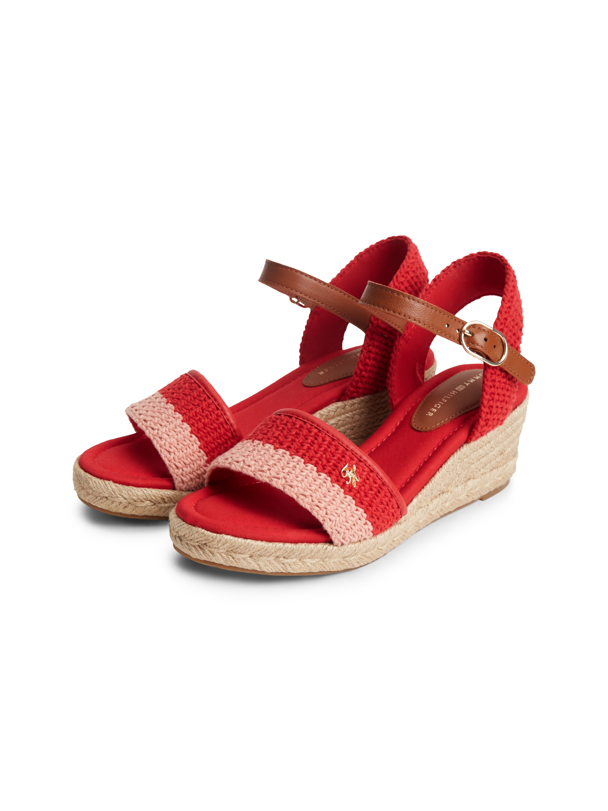 Tommy Hilfiger Keilsandalette "TH MID ESPAD WEDGE CROCHET" Sommerschuh, Riemchensandale in sommerlicher Häkel-Optik, schmale Form