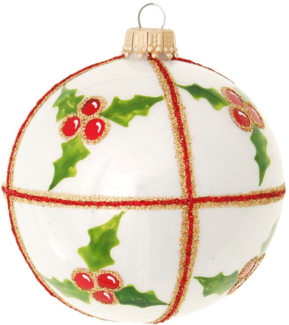 Krebs Weihnachtsbaumkugel Lauscha kaufen Christbaumschmuck, Weihnachtsdeko, St.), BAUR Christbaumkugeln 3 mundgeblasen Glas (Set, »Stechpalme, | und aus handbemalt«, Glas