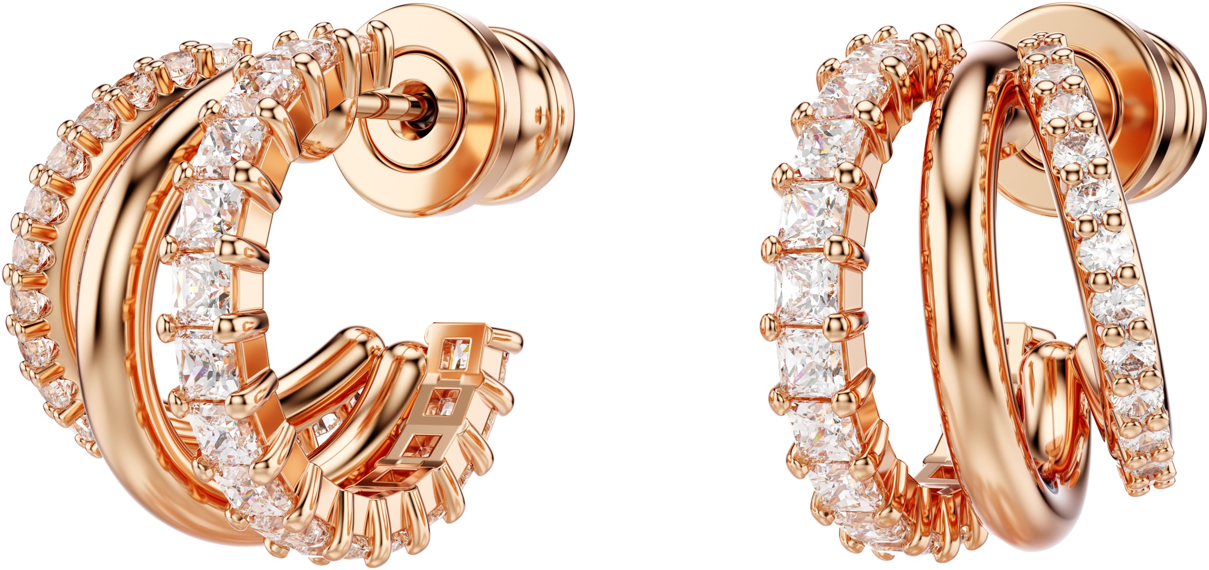 Paar Creolen SWAROVSKI "Schmuck Geschenk Hyperbola Ohrringe", rosa (roségoldfarben, kristallweiß, kristallweiß), Ohrringe, Damen, Metall, mit Swarovski Kristall 4