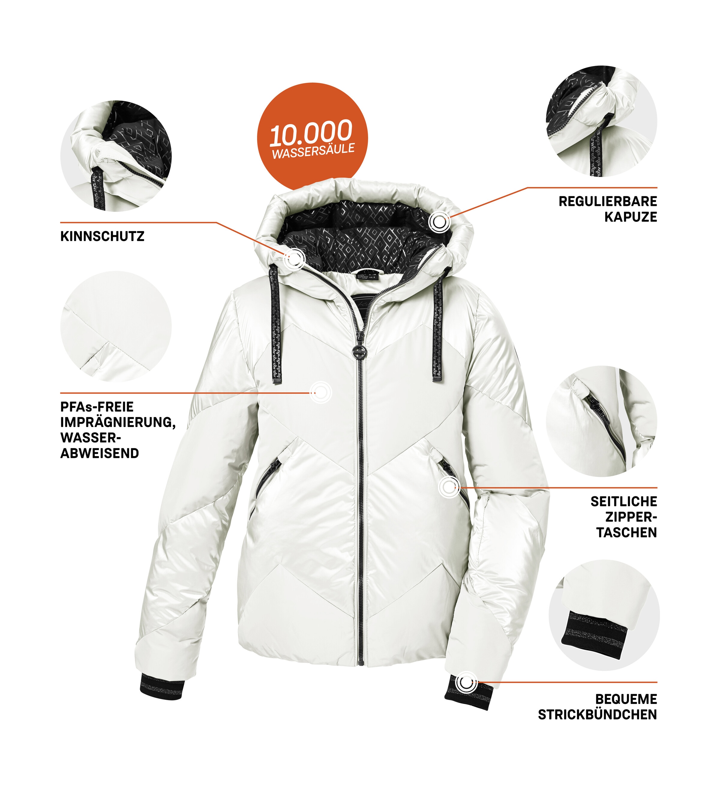 Killtec Skijacke »KSW 100 WMN SKI QLTD JCKT«, Winddichte, wasserabweisende Damenjacke mit abnehmbarem Schneefang