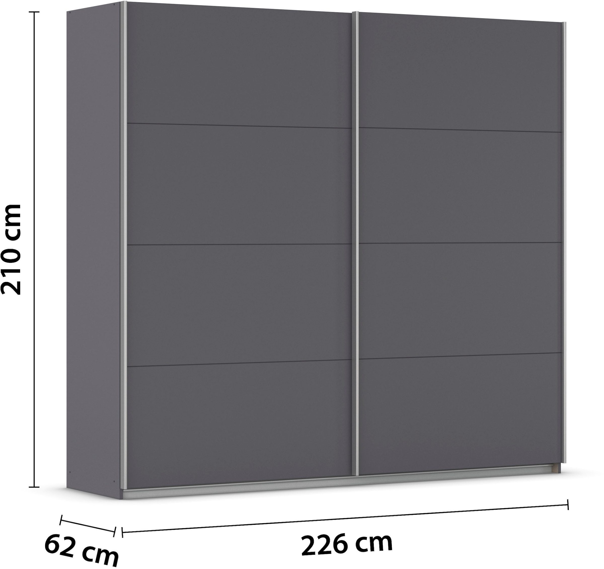 INOSIGN BY RAUCH Schwebetürenschrank »Kleiderschrank Schrank Garderobe Schlafzimmerschrank THANOS«, (in 3 verschiedenen Ausstattungen BASIC/CLASSIC/PREMIUM), Optional mit Spiegel, Metall-Griffleisten alufarben MADE IN GERMANY