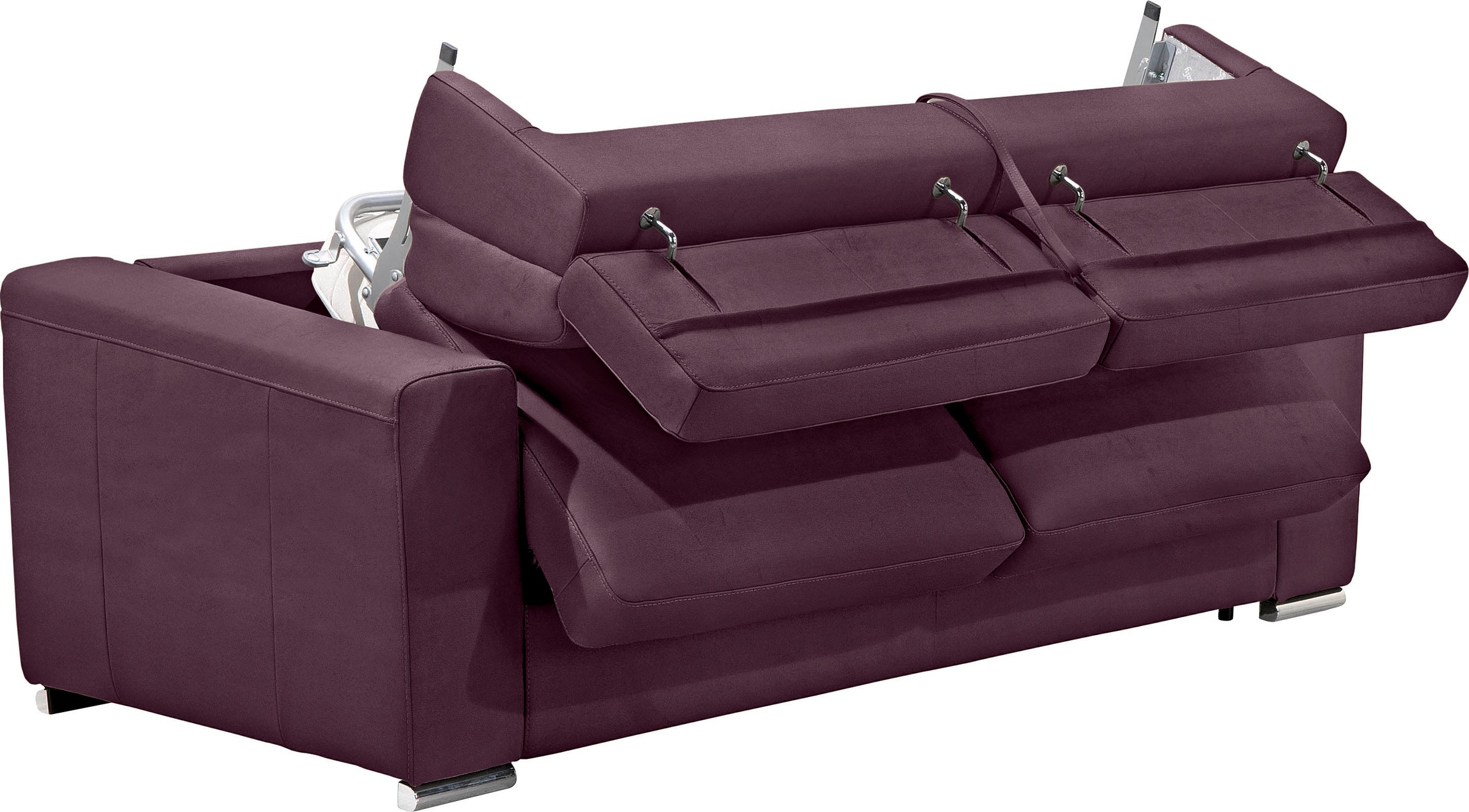Egoitaliano Schlafsofa »Cabiria, Design und super Sitz- und Liegekomfort«, Sofa inkl. Schlaffunktion, Kopfteile verstellbar, mit Metallfüßen