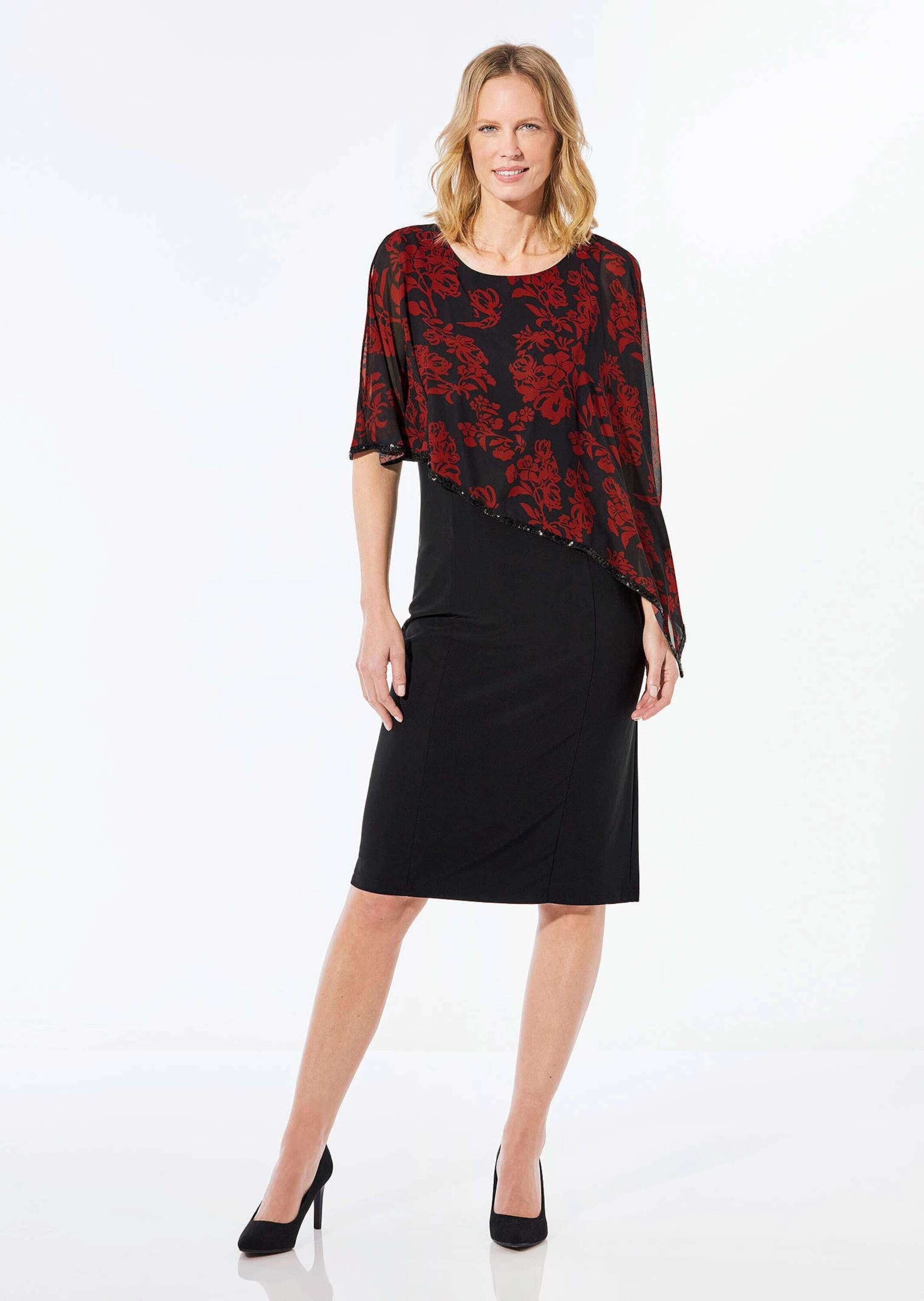 Goldner Sheath Dress Black/Red/Floral Size 24 3