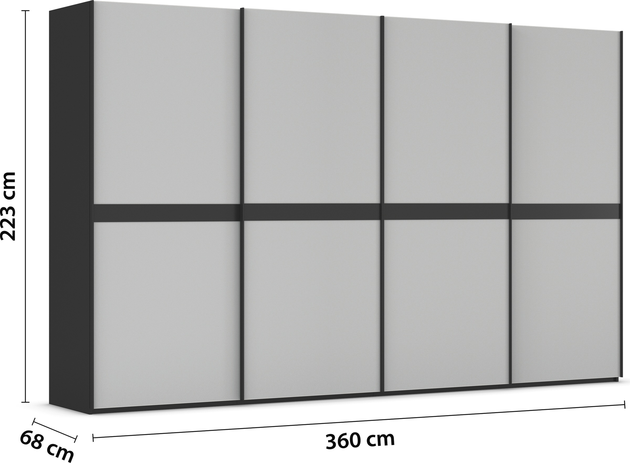 rauch Schwebetürenschrank »Kleiderschrank Schrank Garderobe Schlafzimmerschrank SCALE-LINE«, edle Optik mit Bauchbinde in Korpusfarbe mit Glasfront MADE IN GERMANY