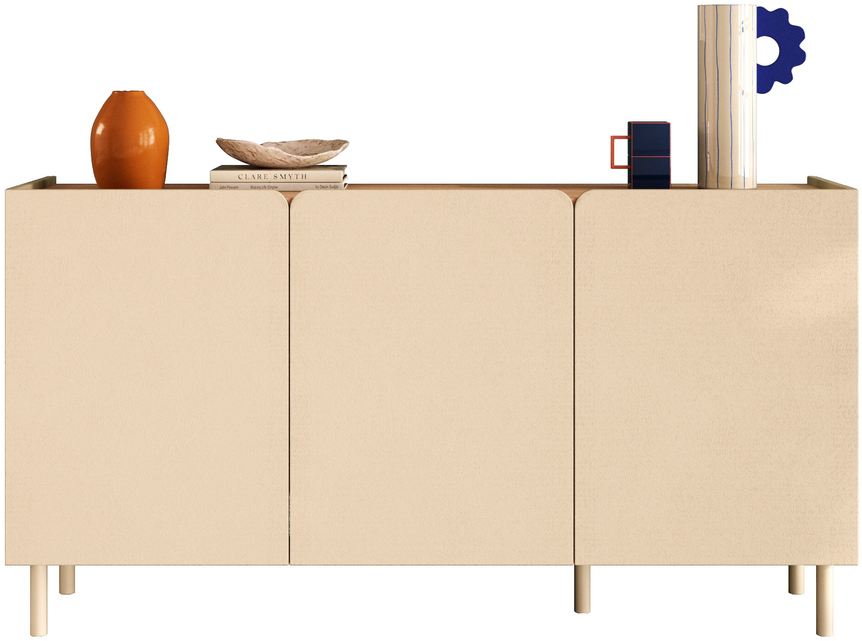 OTTO home Sideboard »Dobbiaco, 152 cm breit, 3 Türen, Anrichte, Kommode, Stauraumschrank« Innenliegendes Top, gerade Metallfüße, Tür mit Rundung