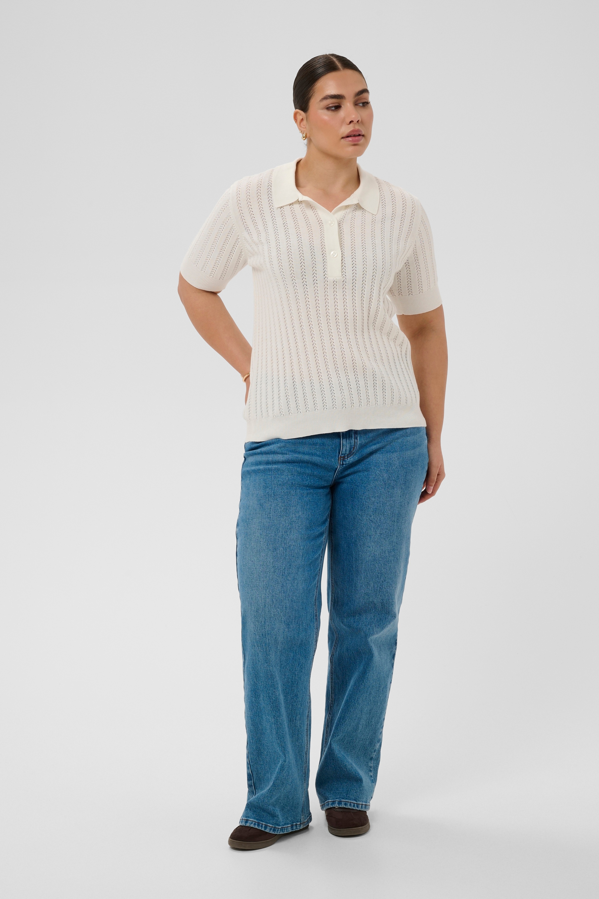KAFFE Curve Longtop »Kurzarm-Bluse KCbirda«