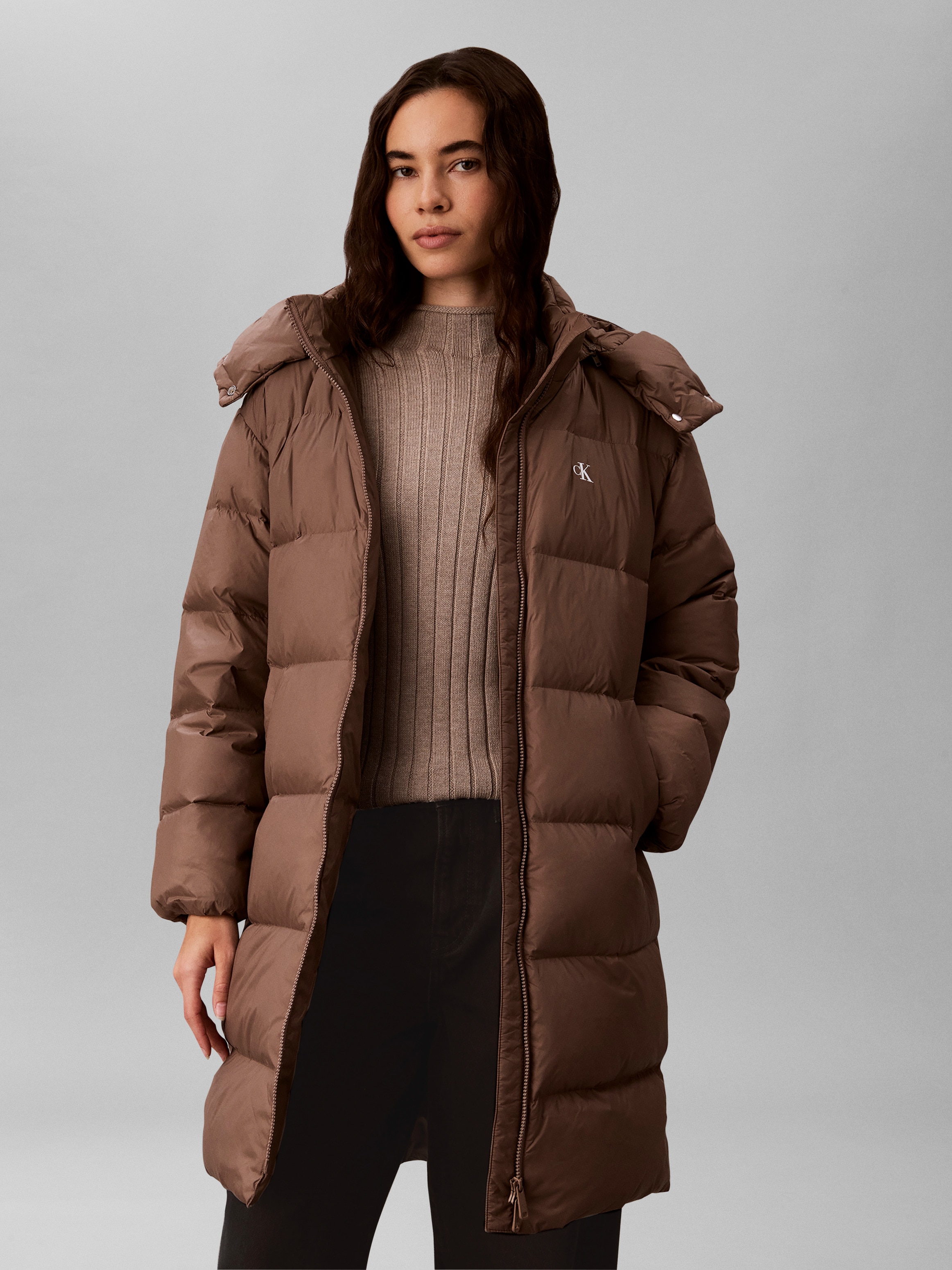 Calvin Klein Jeans Steppmantel "ESSENTIAL LONG DOWN PUFFER" Regular fit mit Kapuze