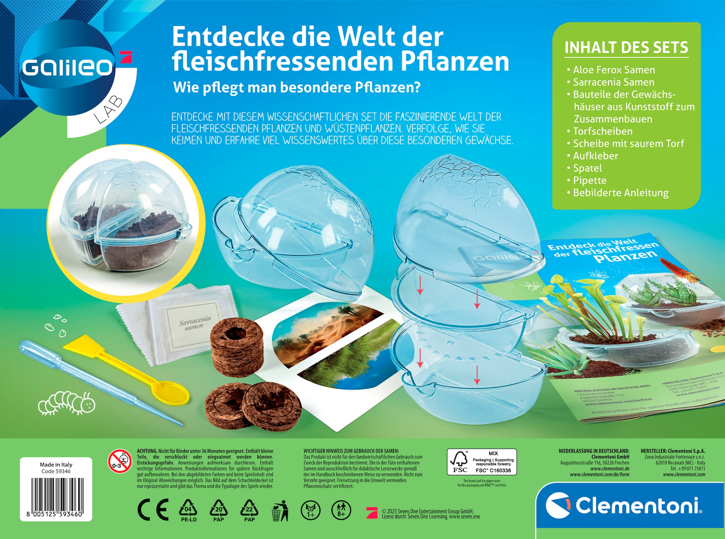 Clementoni® Experimentierkasten »Galileo, Entdecke die Welt der fleischfressenden Pflanzen«, Made in Europe