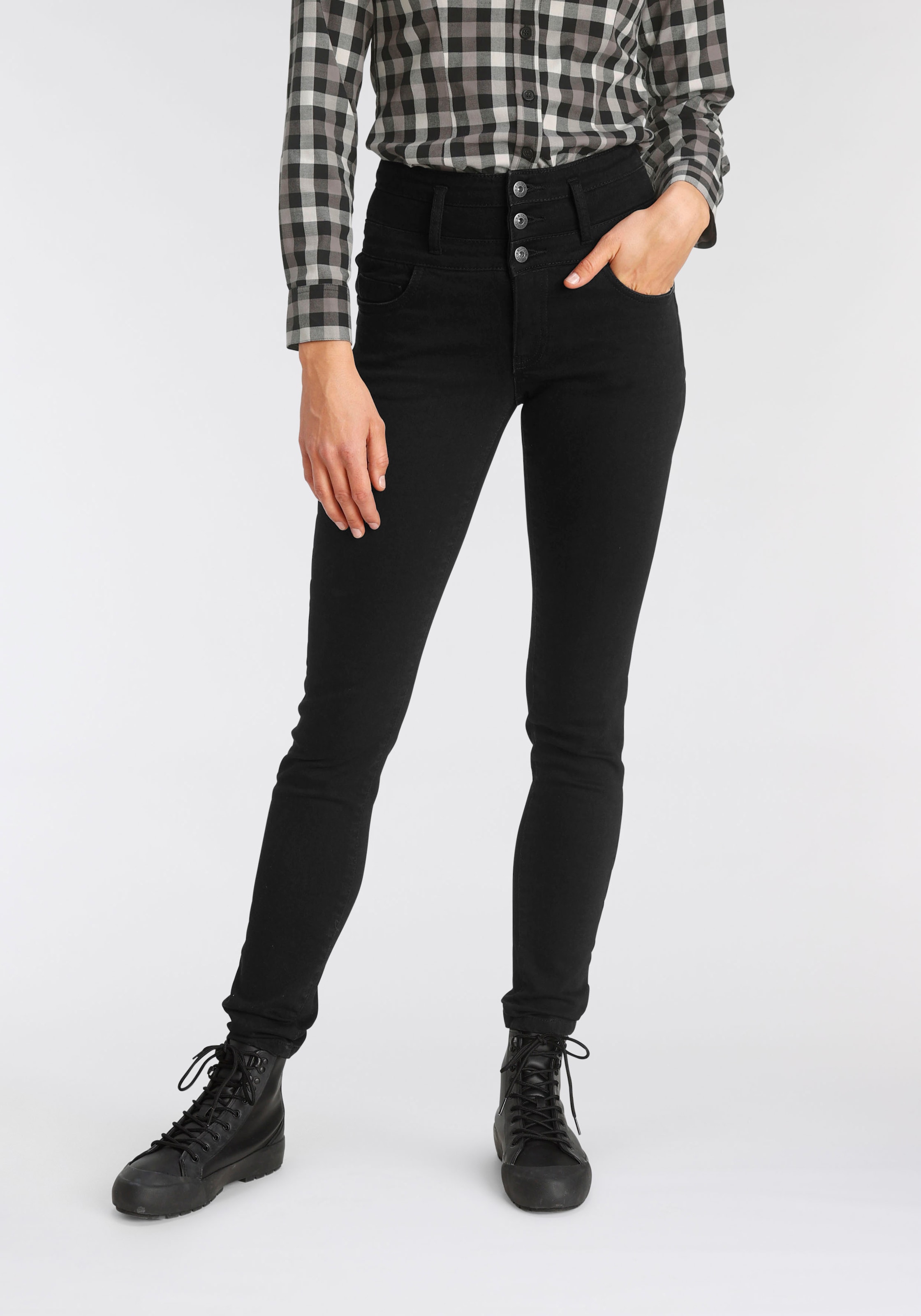 Bund«, »mit für Arizona | bestellen Slim-fit-Jeans High extra breitem Waist BAUR