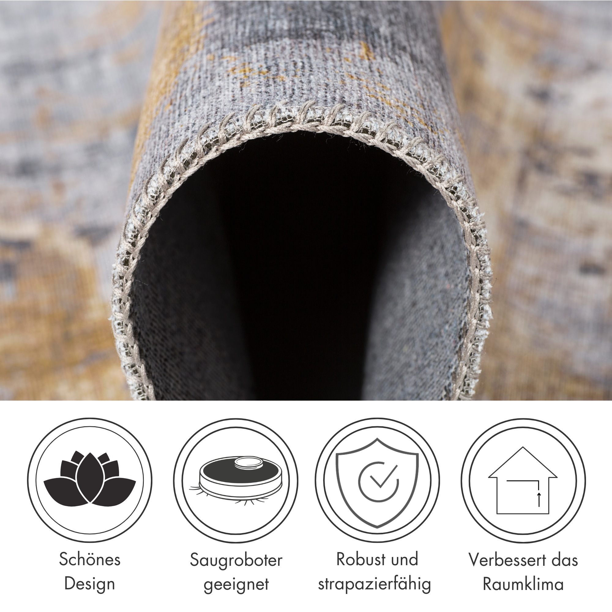 LUXOR living Teppich »Prima rund«, rechteckig, 7 mm Höhe, Kurzflor, bedruckt, modernes Design, auch als Läufer erhältlich