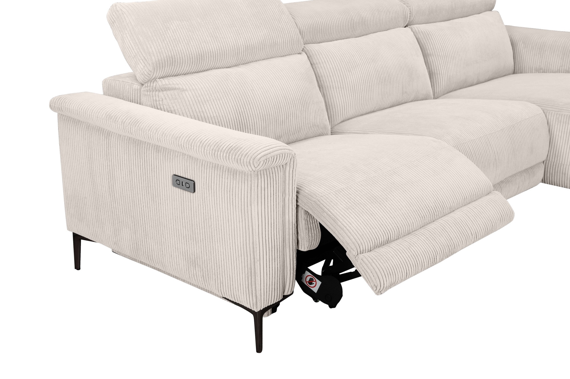 Places of Style Ecksofa »Lund in Cord, L-Form, 261 cm, mit manueller«, o. elektrischer Relaxfunktion, USB, Kopfteilverstellung