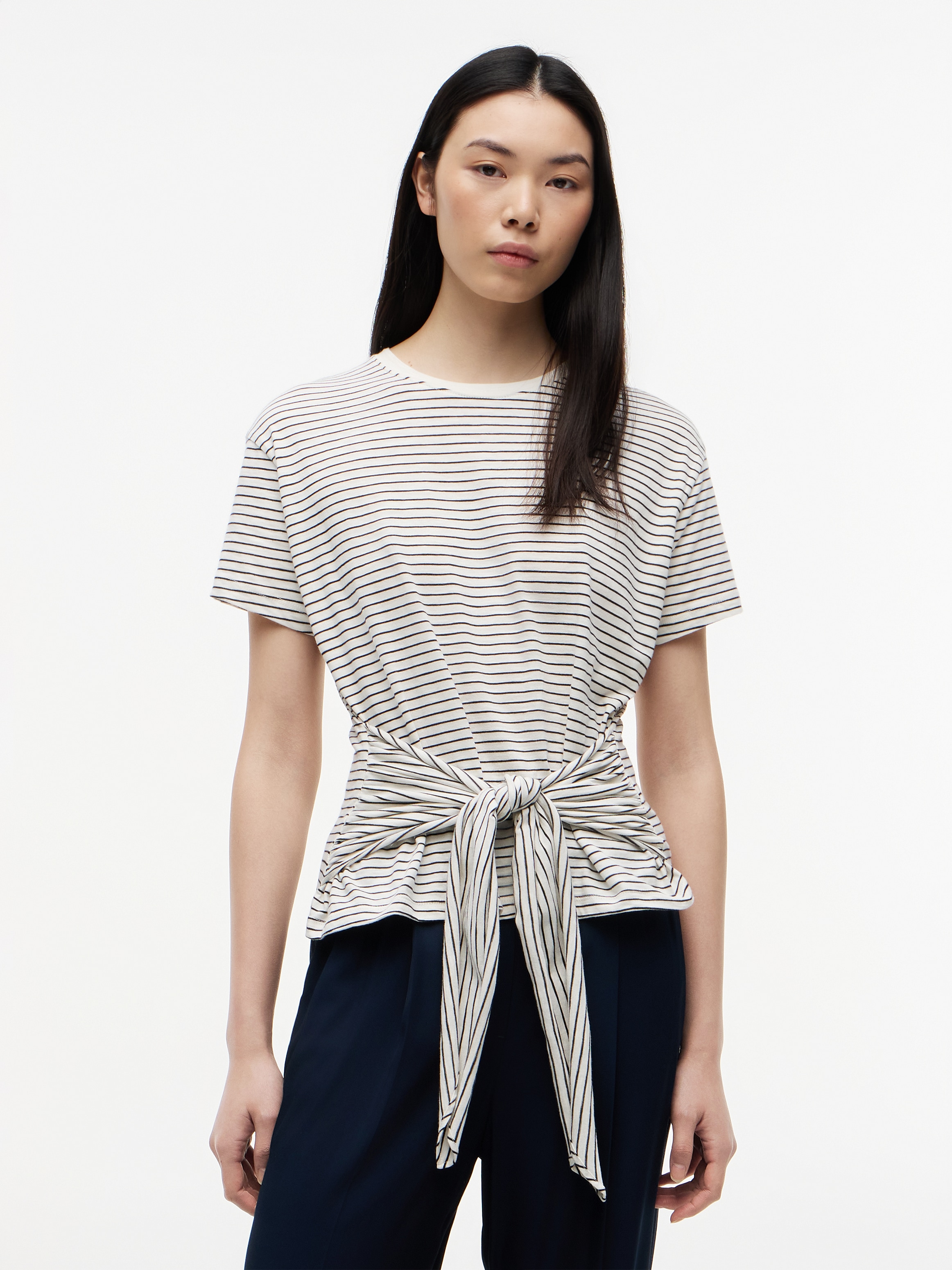 Tommy Hilfiger Kurzarmshirt "CO SLUB KNOT SS TEE" mit Bindegürtel in der Ta günstig online kaufen