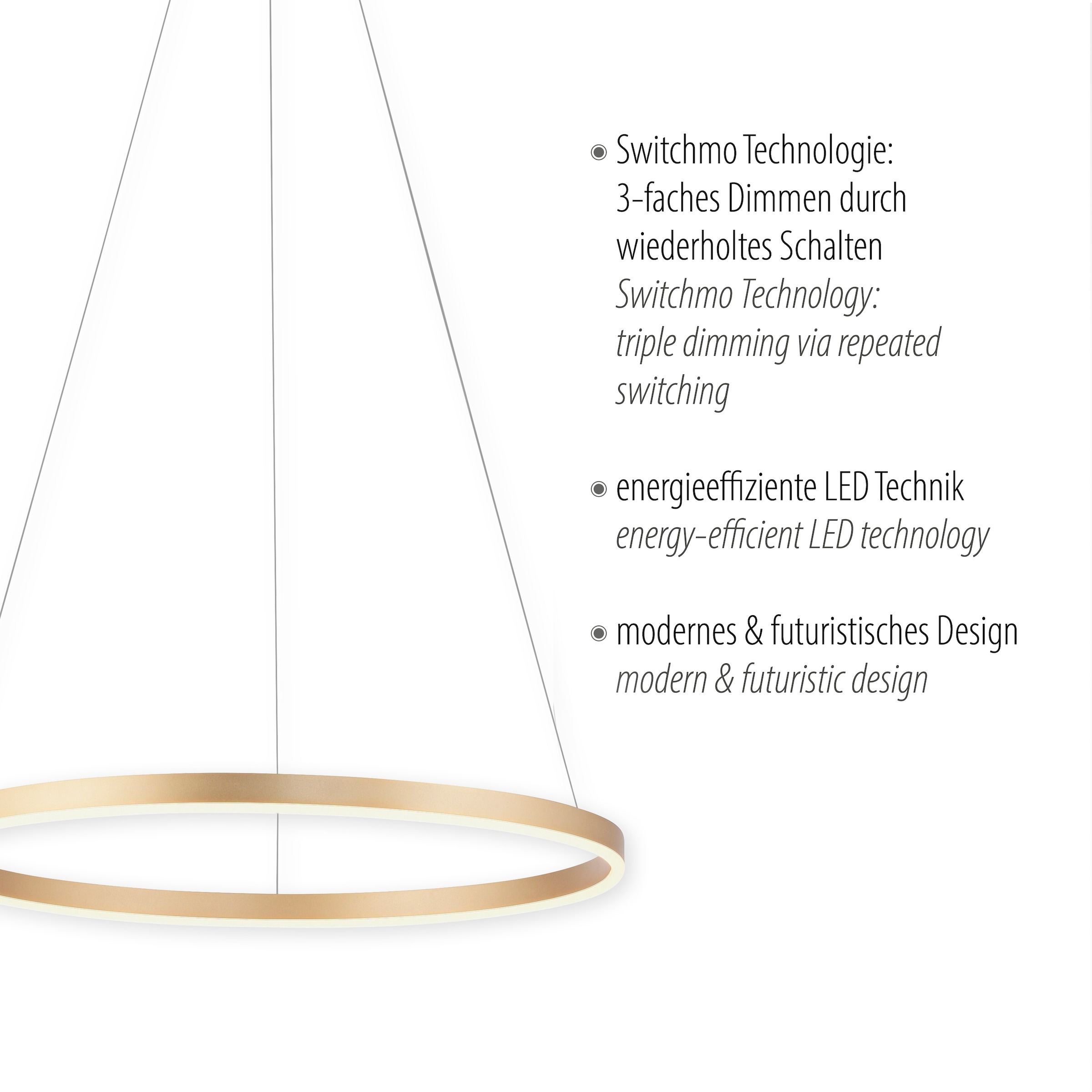 JUST LIGHT Pendelleuchte »RITUS«, 1 flammig, Leuchtmittel LED-Board | LED fest integriert, LED, dimmbar, Switchmo
