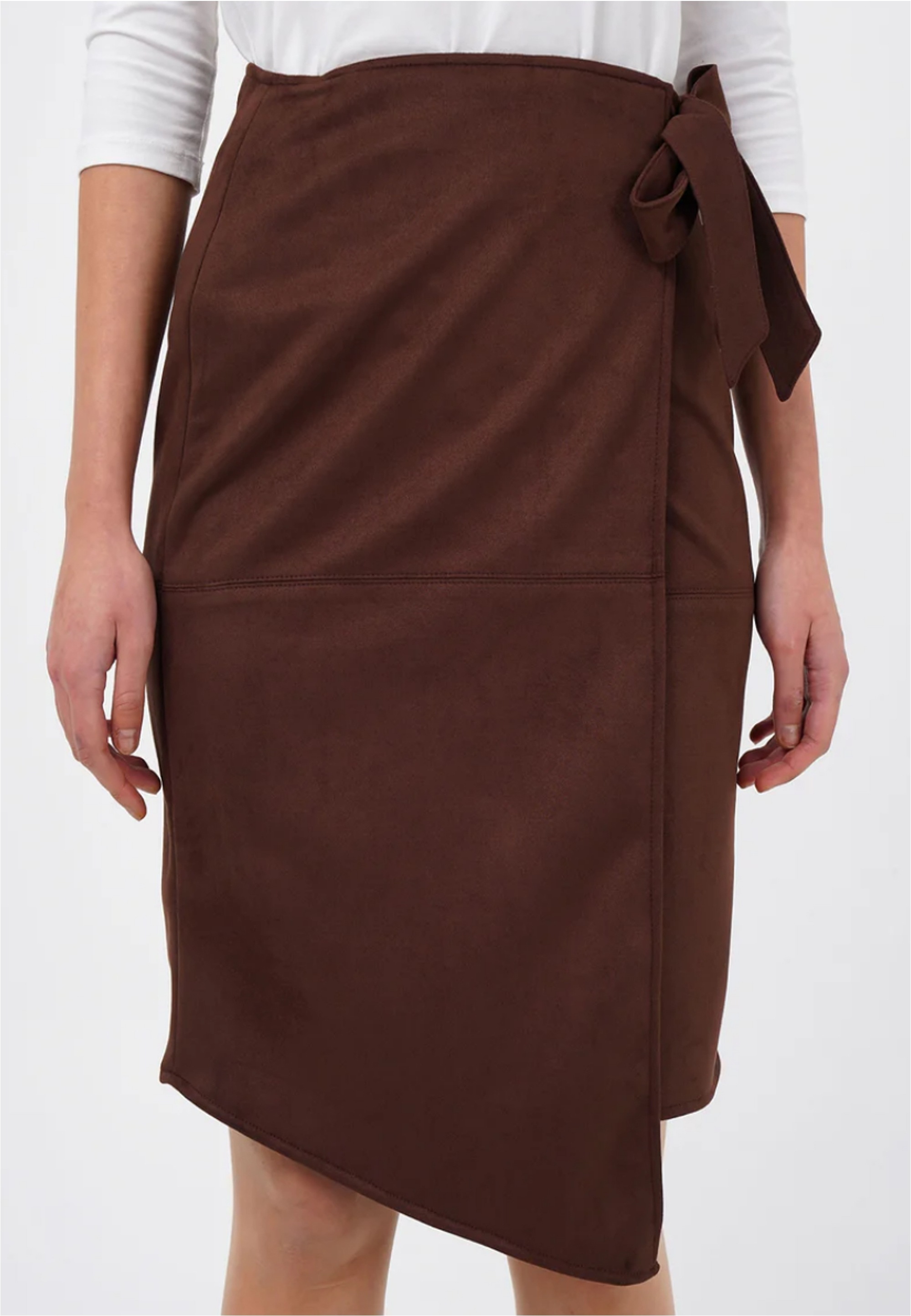 FRESHLIONS Damen Wickelrock "Aska", braun, Gr. L, 100% Polyester, Röcke, mit Bindebändern an der Seite