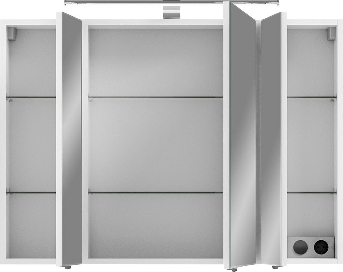Saphir Badmöbel-Set »6005 Sprint 2-teilig, Keramik-Waschtisch mit LED-Spiegelschrank«, (2 St.), Waschplatz 98 cm breit, inkl. Türdämpfer, 3 Türen, 2 Schubladen