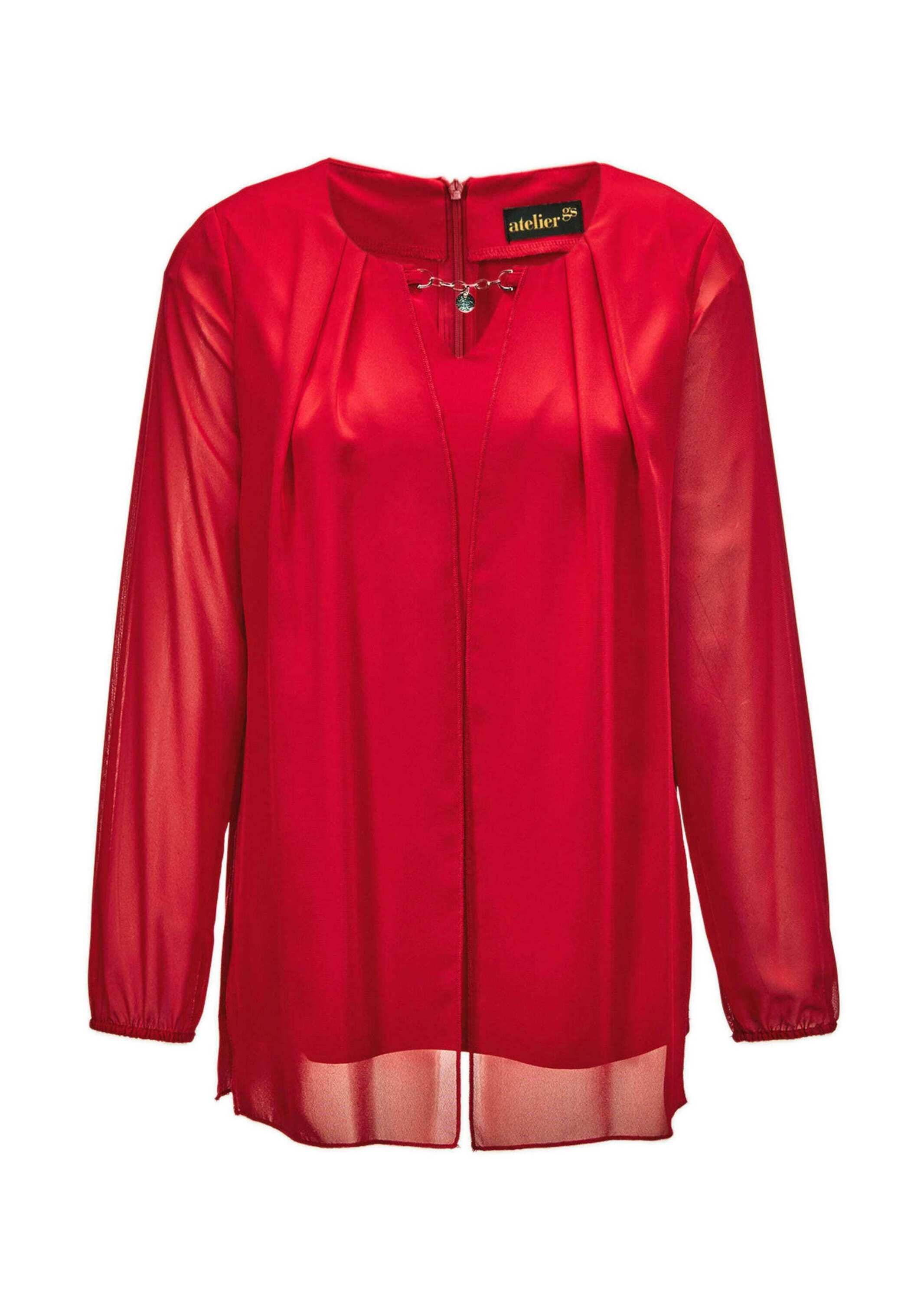 GOLDNER Kurzarmbluse "Kurzgröße Festliche Bluse mit Chiffonüberwurf" Mit sc günstig online kaufen