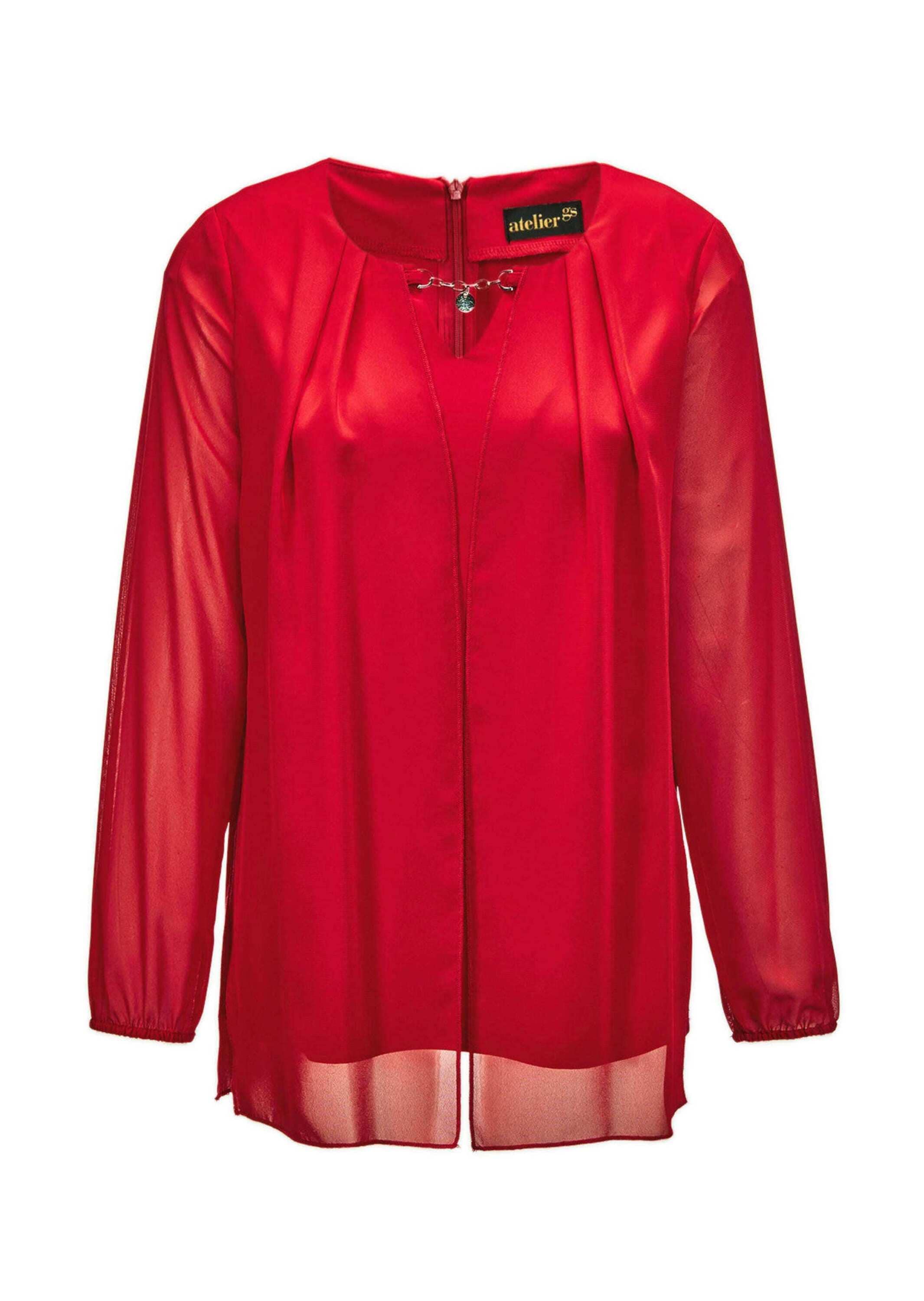 GOLDNER Kurzarmbluse "Kurzgröße Festliche Bluse mit Chiffonüberwurf und Sch günstig online kaufen