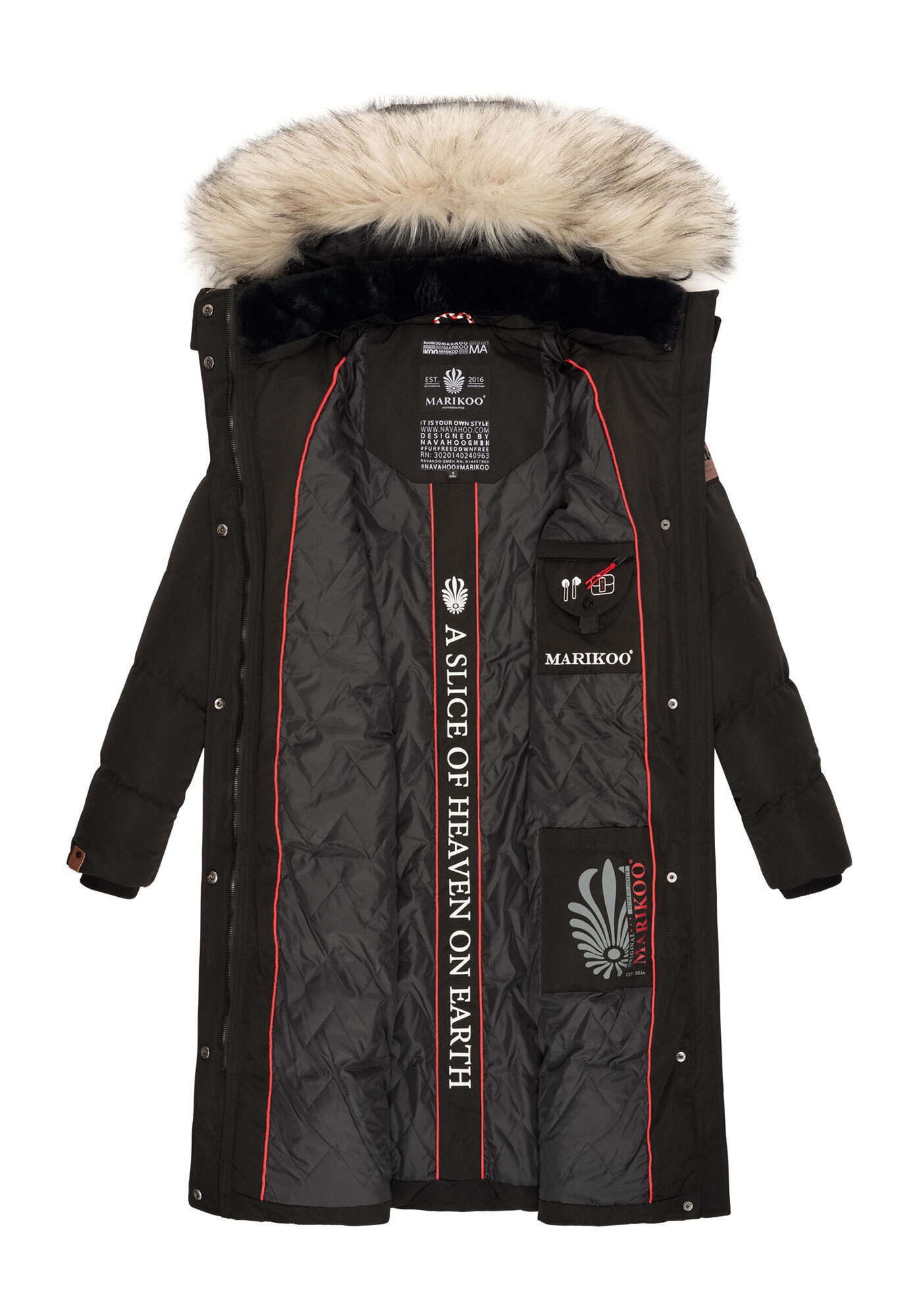 Marikoo Parka »Schneesternchen« langer Parka mit abnehmbarer Kapuze