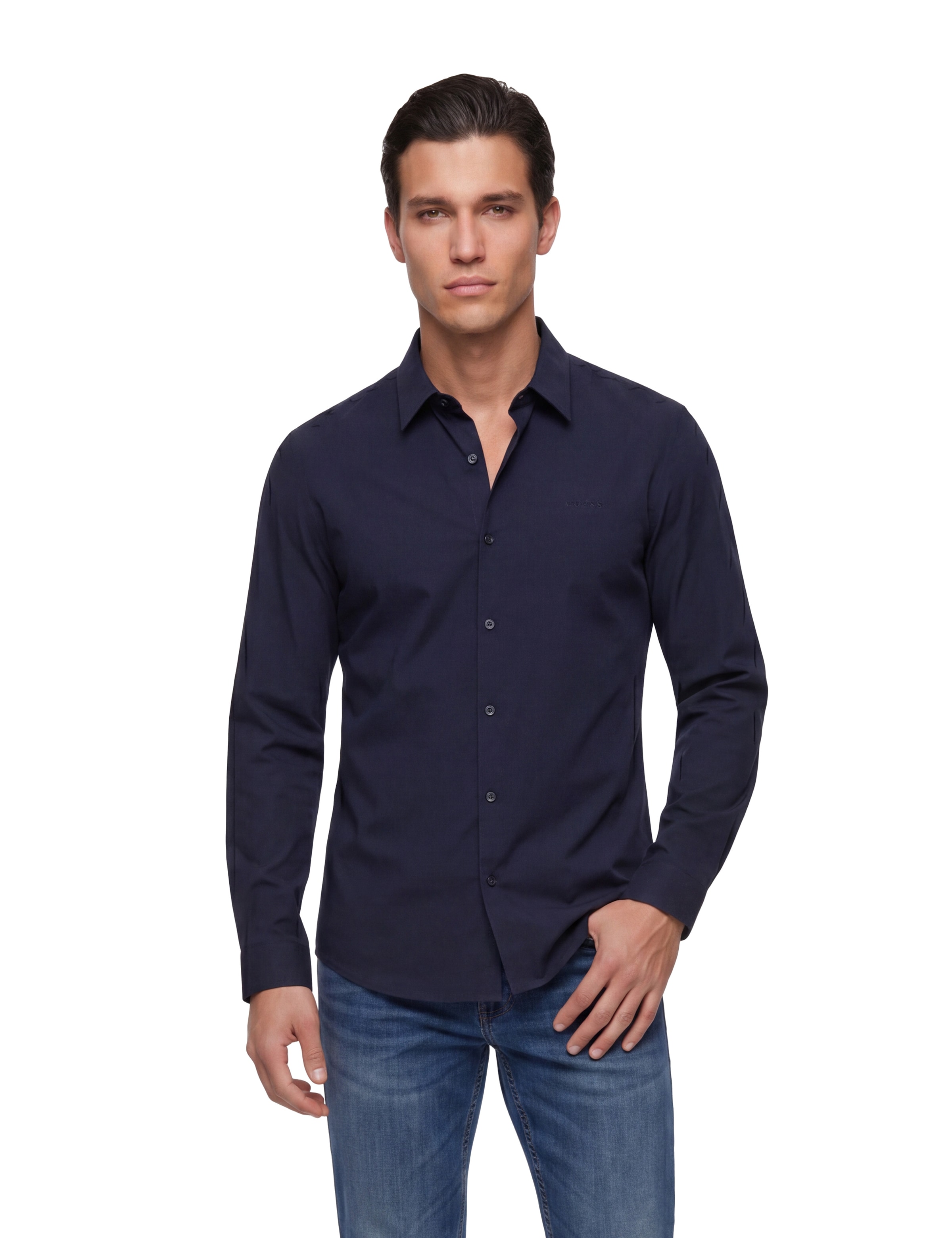 Guess Langarmhemd »SUNSET« Kentkragen, Slim Fit, Baumwoll-Mix