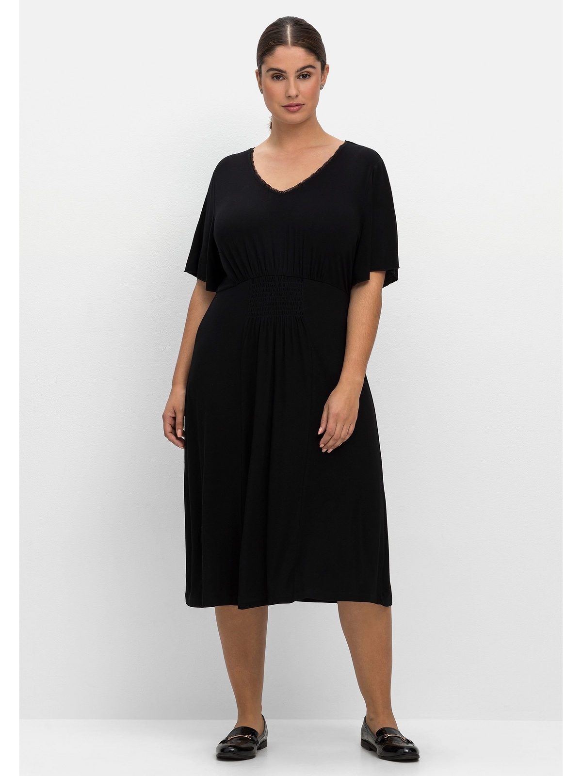 Jerseykleid »Große Größen«, mit gesmokter Taille, aus Viskosejersey