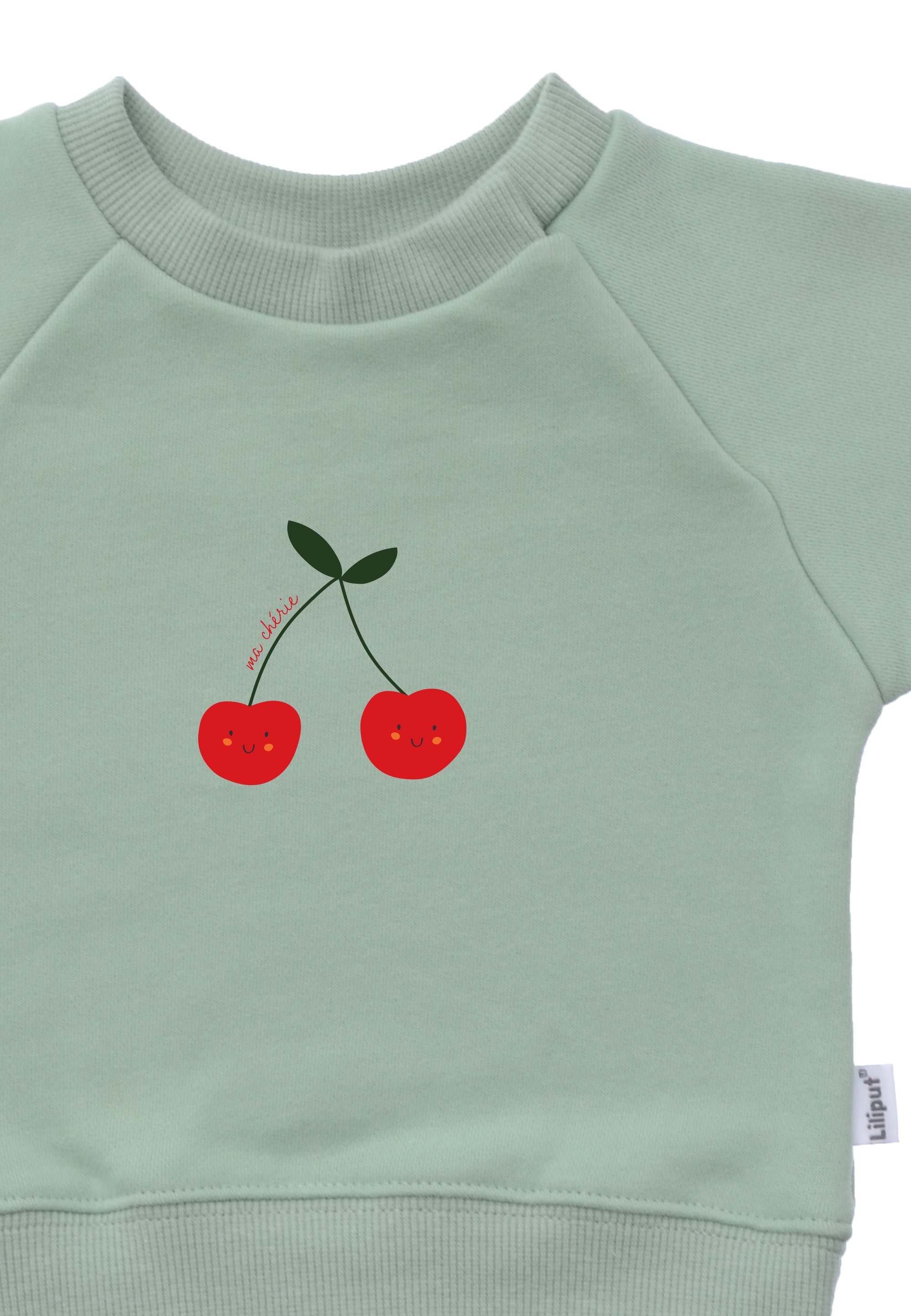Sweatshirt LILIPUT "Kirsche", Mädchen, Gr. 86/92, grün, 80% Baumwolle, 20% Polyester, bedruckt, normal, Rundhals, Sweatshirts Sweatshirt, mit niedlichem Kirsch-Print 3