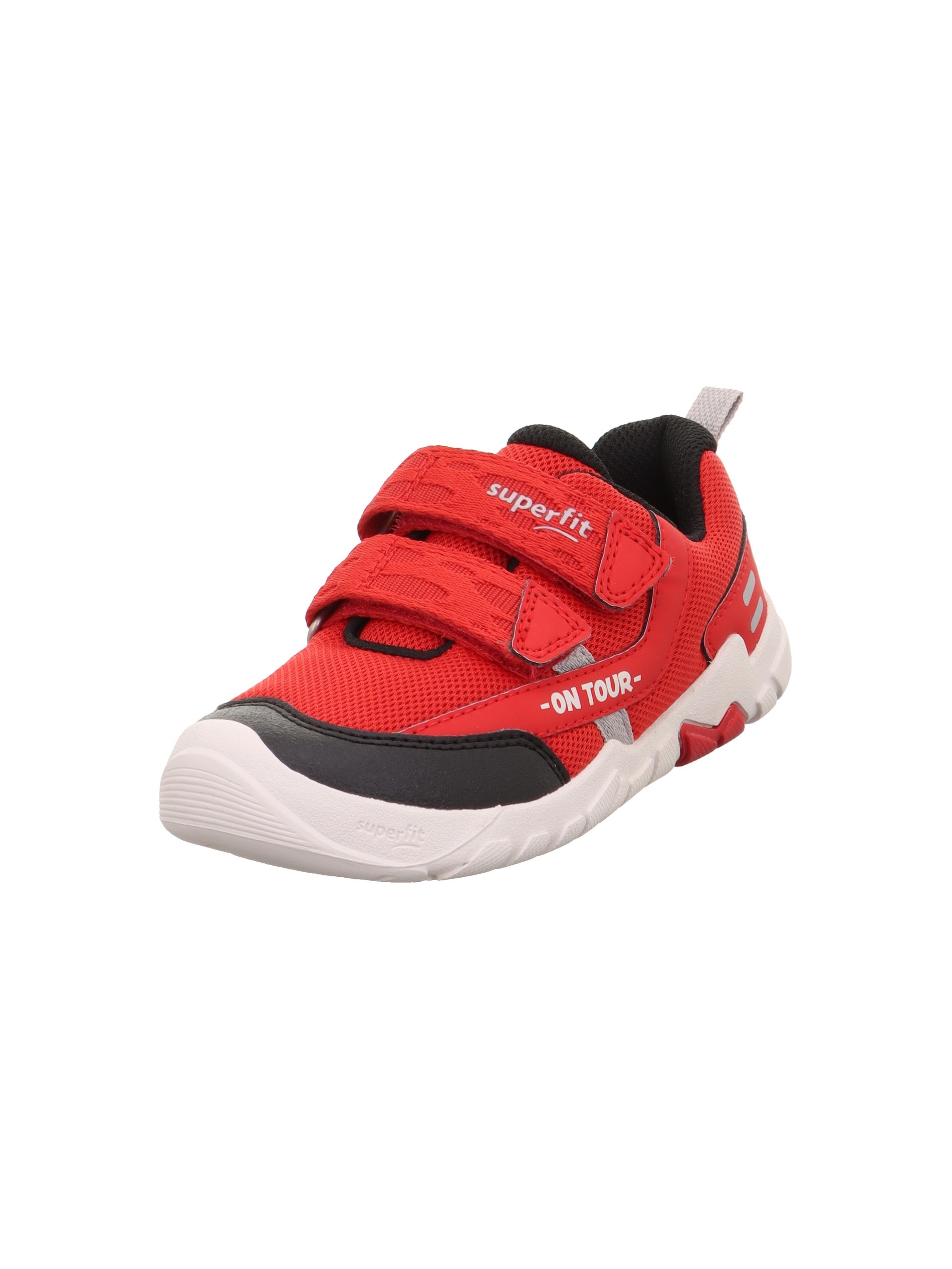 Sneaker SUPERFIT "TRACE WMS: mittel", Damen, Gr. 35, rot, schwarz, Lederimitat, Textil, unifarben mit Farbeinsatz, Schuhe Sneaker, Klettschuh, mit herausnehmbarer Einlage, Größenschablone zum Download