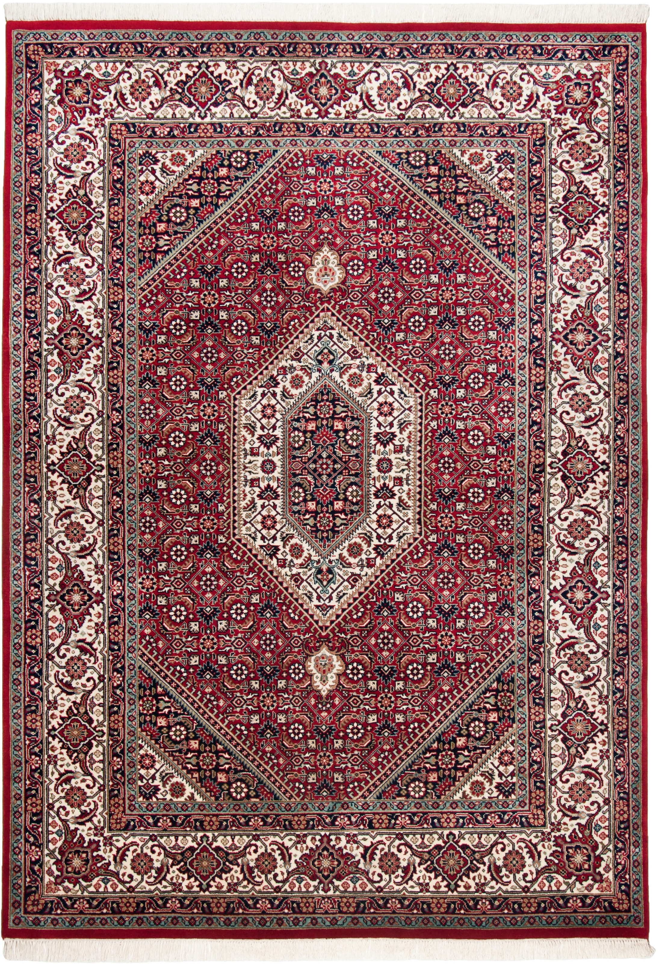THEKO Orientteppich "Meraj Silk Touch Bidjar, handgeknüpft" rechteckig 12 mm Höhe Flor aus 20% Seide, mit Fransen, Wohnzimmer