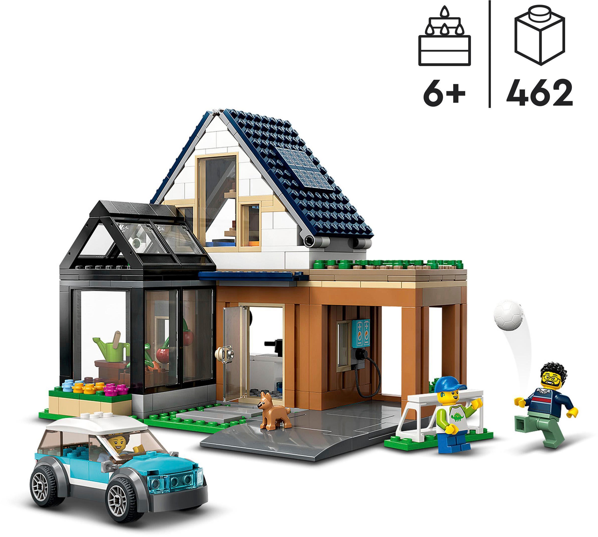 LEGO® Konstruktionsspielsteine »Familienhaus mit Elektroauto (60398), LEGO® City«, (462 St.), Made in Europe
