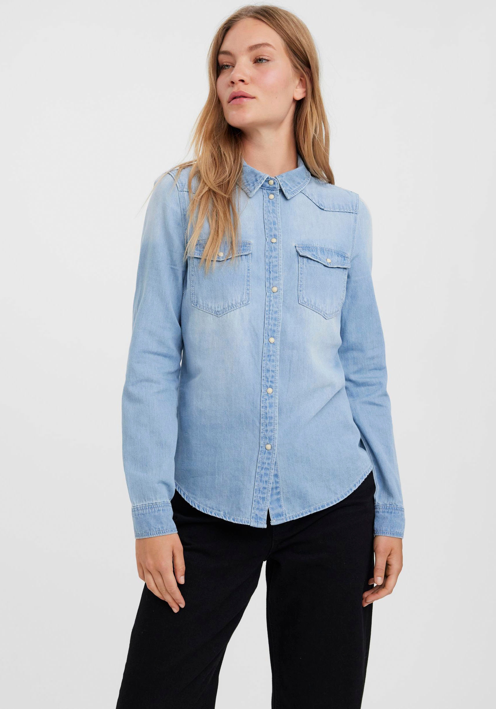 Vero Moda Jeansbluse »VMMARIA LS DENIM SLIM SHIRT MIX NEW«
