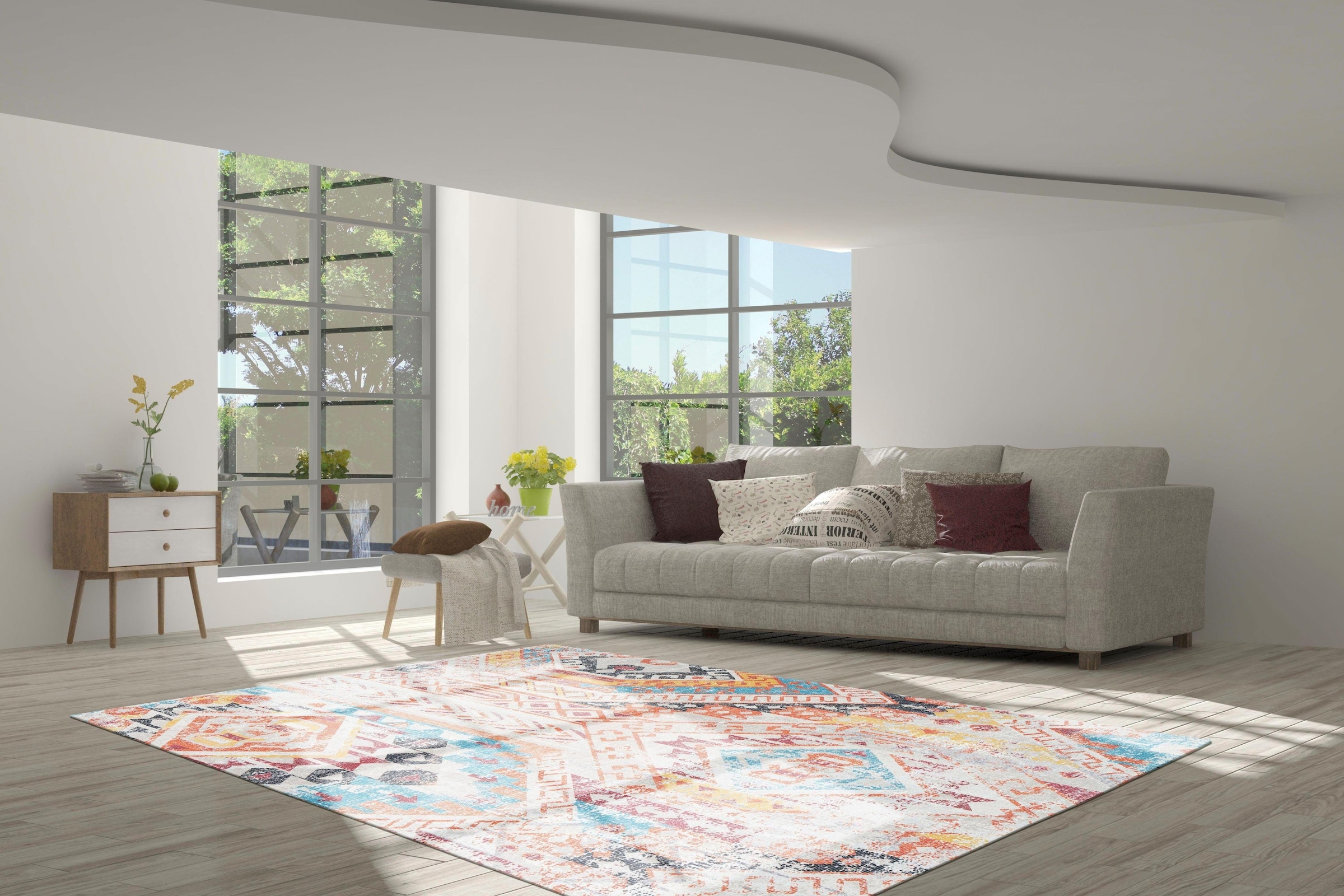 calo-deluxe Teppich »Emin 600«, rechteckig, 10 mm Höhe, reine Baumwolle, Wohnzimmer
