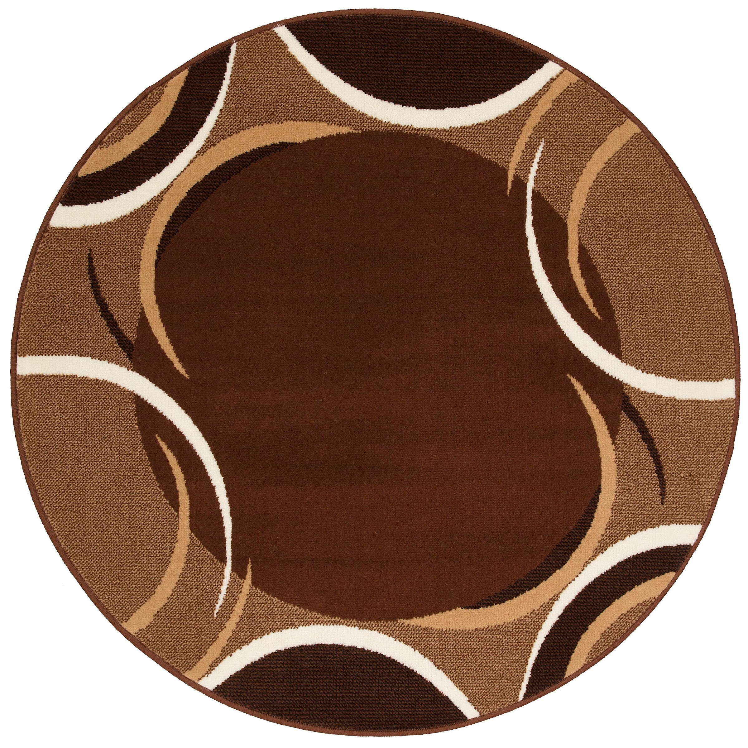 Teppich OTTO HOME "Noah" Gr. 9, braun, H:7mm Ø:140cm, Kunstfaser, Teppiche, Teppich, mit Bordüre, Kurzflor, verspieltes Design, pflegeleicht, elegant