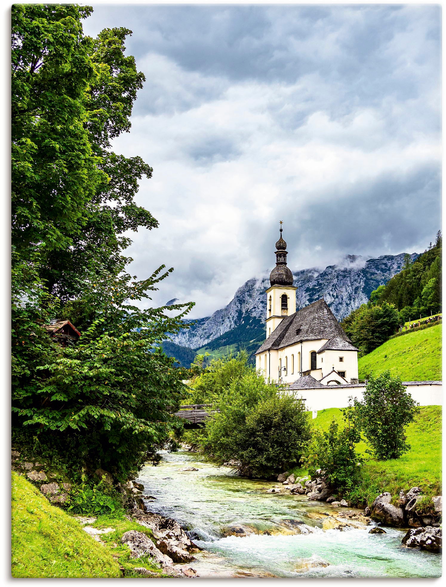 Artland Alu-Dibond-Druck "Pfarrkirche St. Sebastian Ramsau I", Berge & Alpe günstig online kaufen