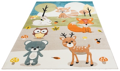 Lüttenhütt Kinderteppich »Wald«, rechteckig, 13 mm Höhe, Motiv Tiere, Pastell-Farben,... kaufen
