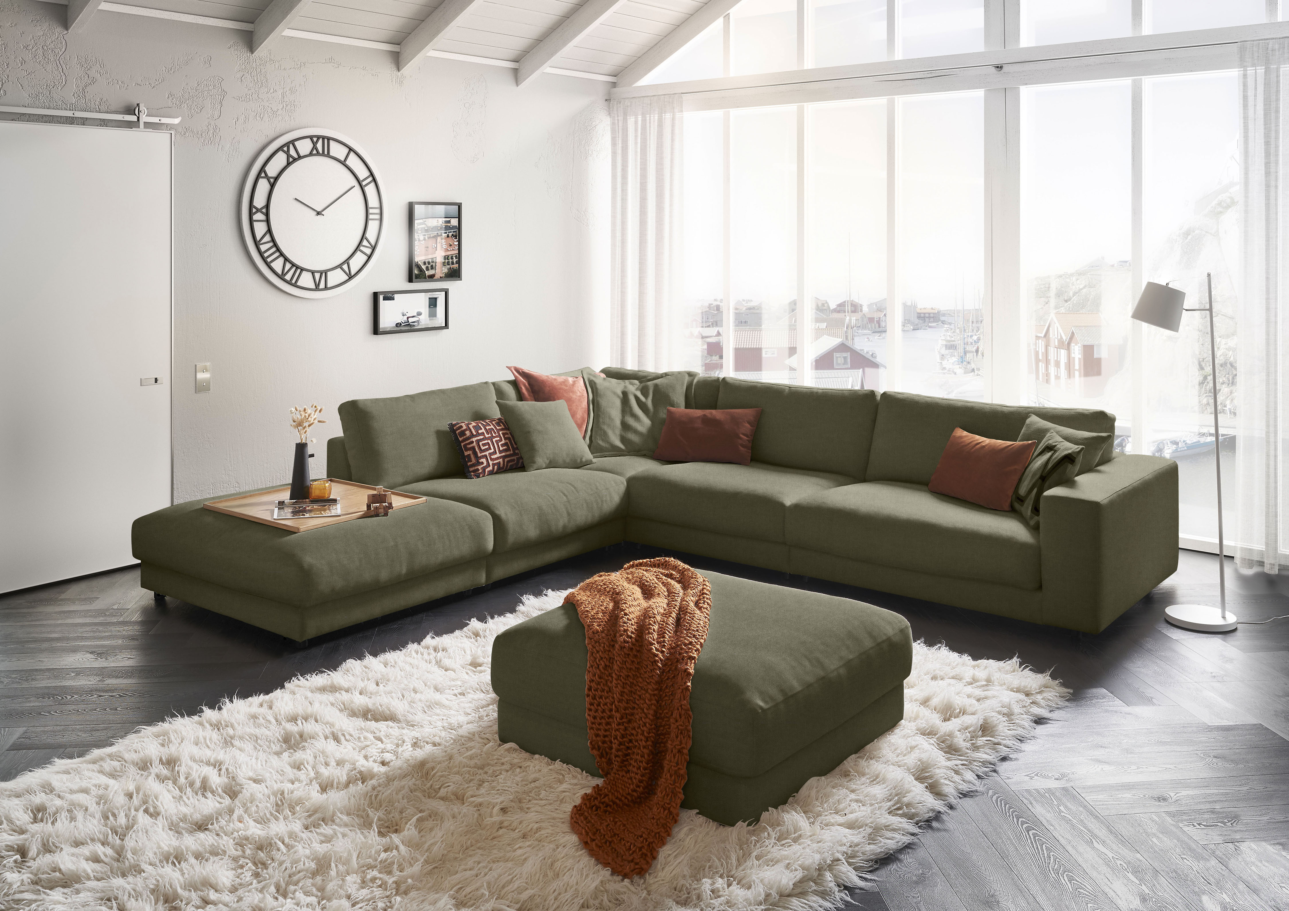3C Candy Ecksofa "Enisa II, bequem und komfortabel, großes Familiensofa, L-Form" incl. 3 Flatterkissen, wahlweise mit Flecken-Schutz-Bezug Easy care