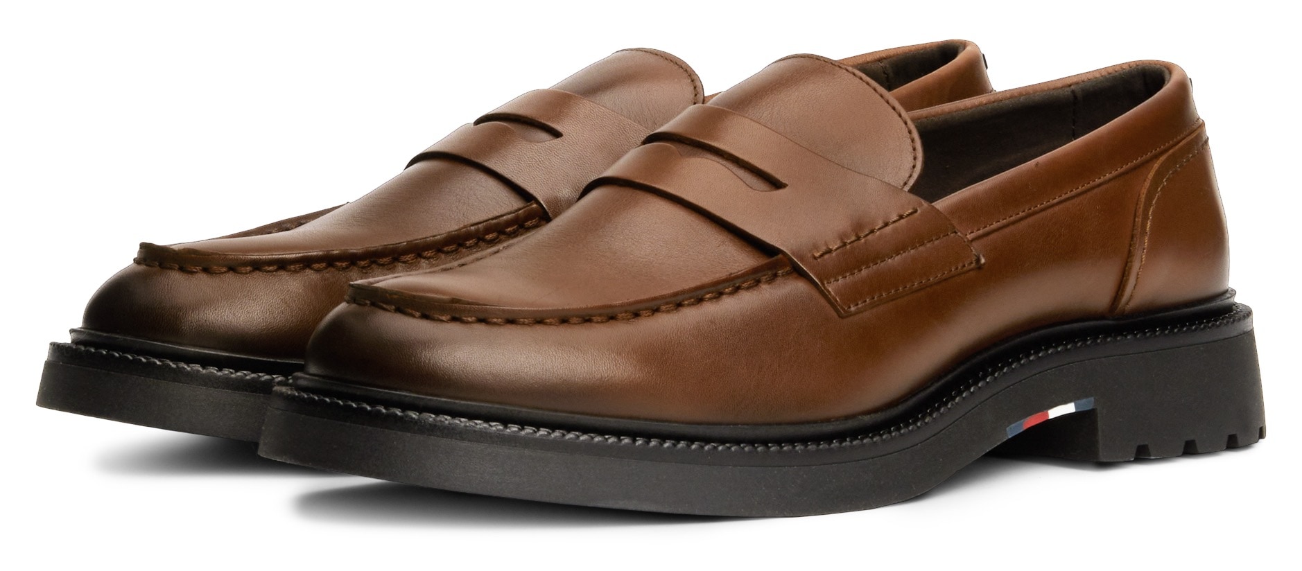 Tommy Hilfiger Slipper "LIGHT HILFIGER LEATHER LOAFER", Businessmode, Schlupfschuh, Halbschuh in Mokassin-Optik