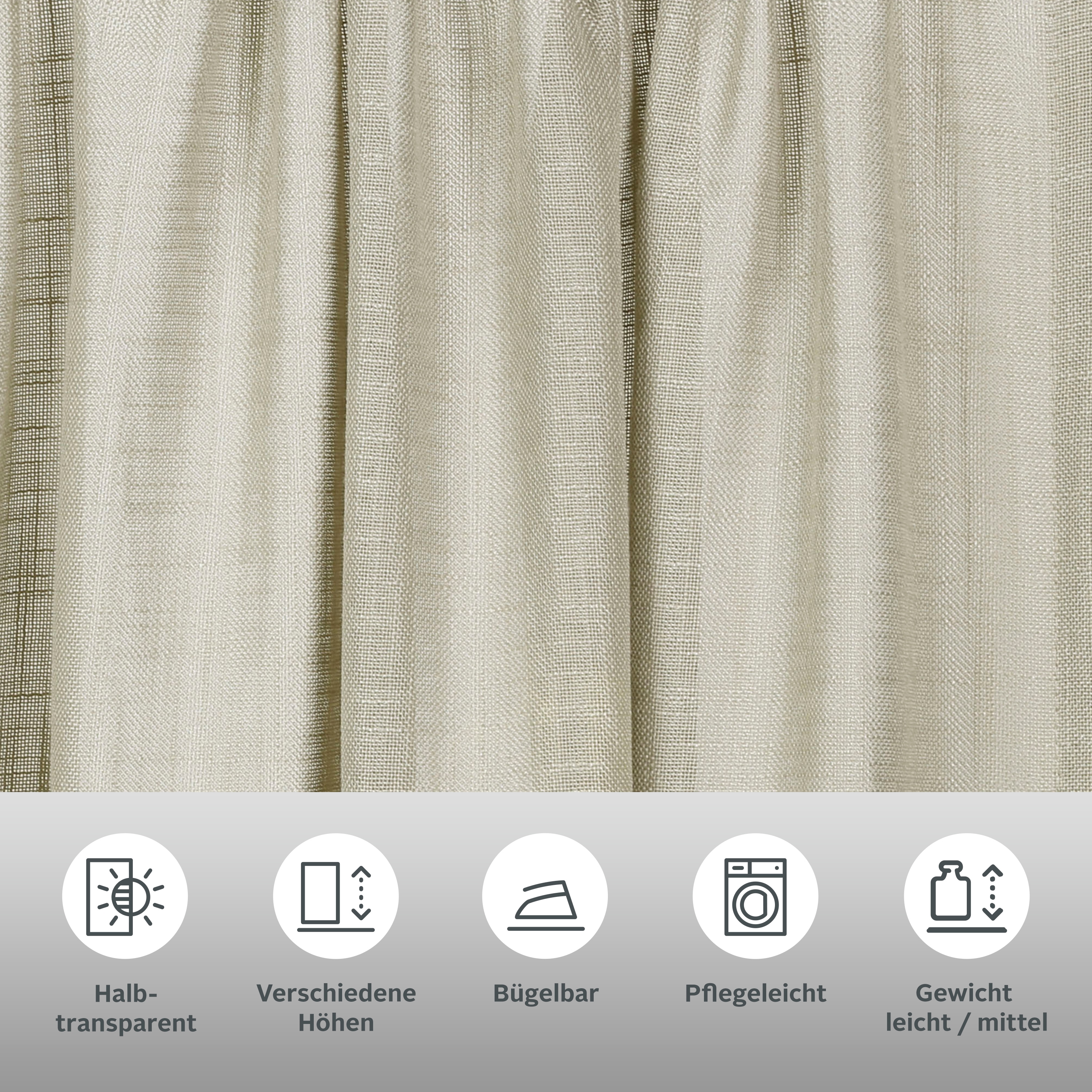 Thumbnail - LeGer Home by Lena Gercke Gardine "Marusha" Stangendurchzug 1 Stk. tlg. 1 Schal, Leinenoptik, grob gewebt, verschiedene ...