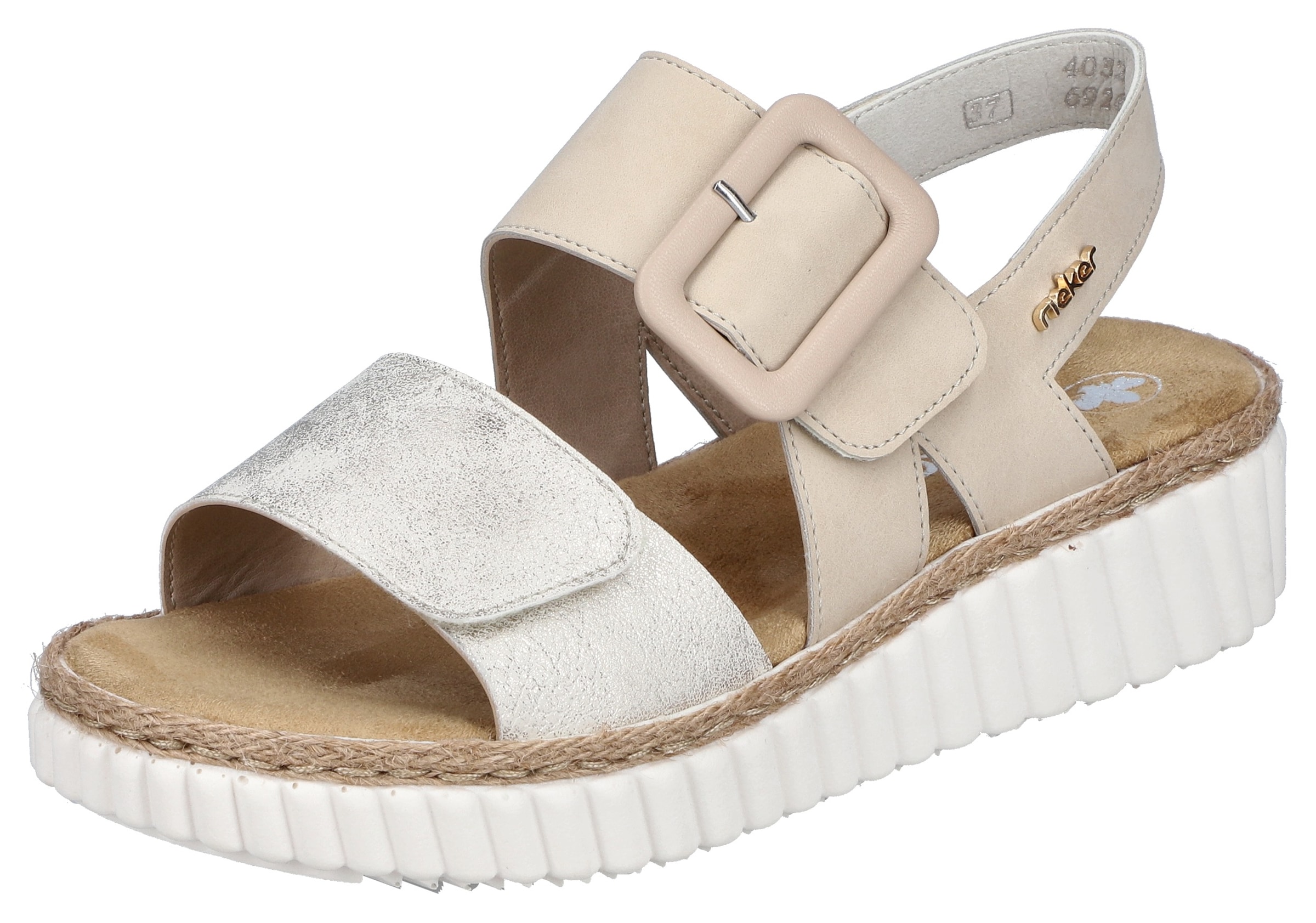 Rieker Sandale, Sommerschuh, Sandalette, Keilabsatz, mit zwei Klettverschlüssen