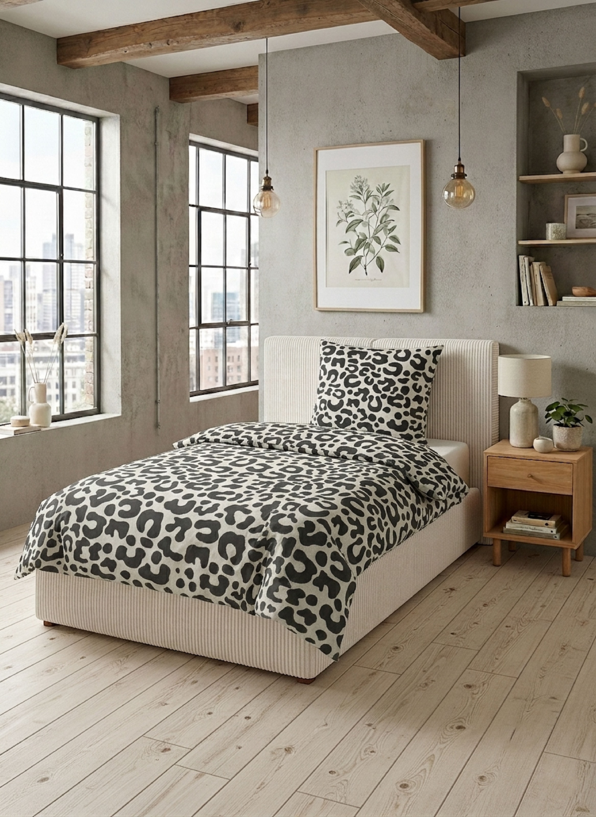 Biberna Bettwäsche »Leo Premium Melange-Flanell Bettwäsche 100% Baumwolle ab 135x200« 2 wärmend weich, Reißverschluss, Winterbettwäsche, Animalprint