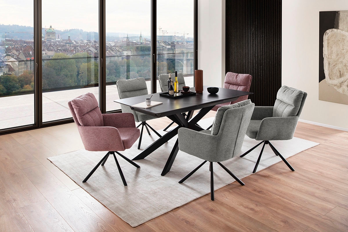 MCA furniture Esstisch »BONANZA Auszugstisch 160-200 cm marmoriert«, (Einzelstück), Keramik,Metall, Marmor-Optik, Synchronauszug, ausziehbar, 6-8 Personen