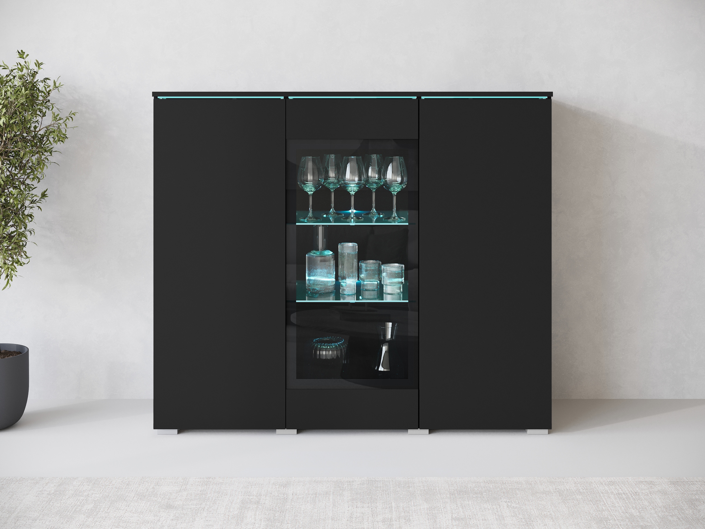 INOSIGN Highboard »Vera«, Highboard mit 4 Türen, 9 Fächern, verglasten Türen