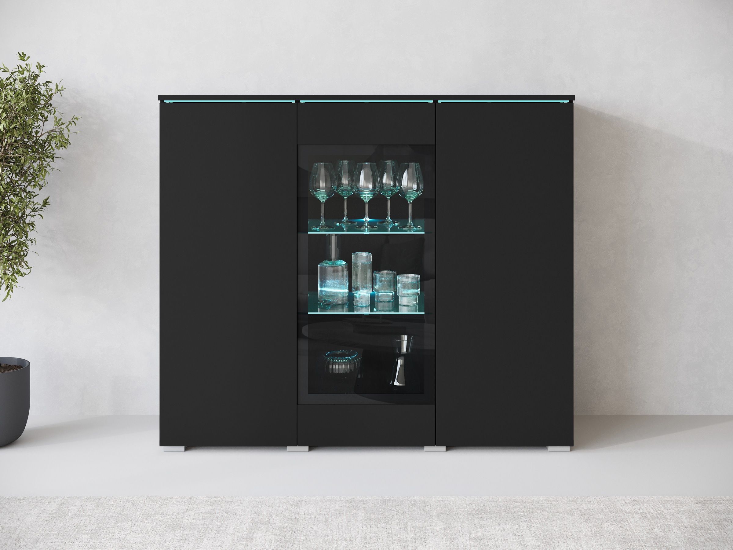 Home affaire Highboard "Vera" Highboard mit 4 Türen, 9 Fächern, verglasten günstig online kaufen