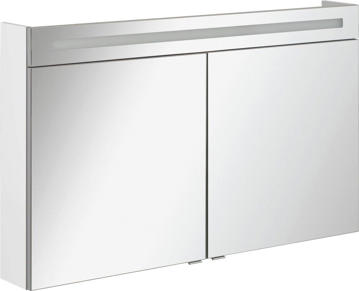 FACKELMANN Spiegelschrank "CL 120 - weiß", Badmöbel Breite 120 cm, 2 Türen, doppelseitig verspiegelt