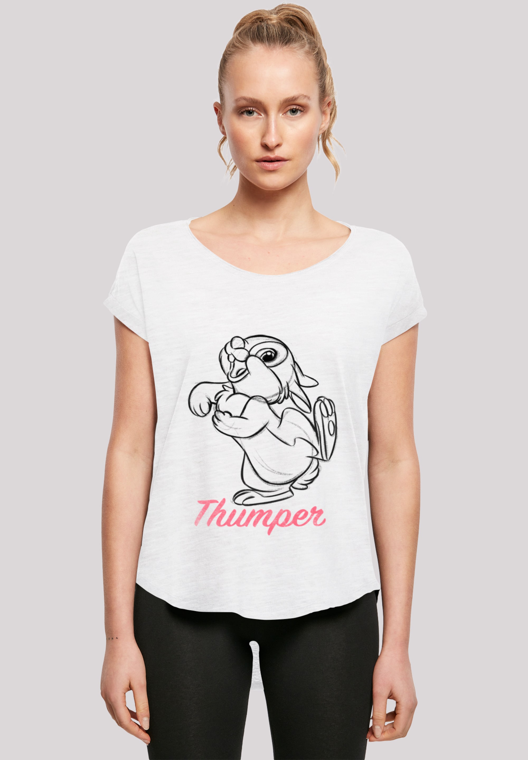 F4NT4STIC T-Shirt »Disney Bambi Klopfer Line Zeichnung«, Damen,Premium Merch,Lang,Longshirt,Bedruckt
