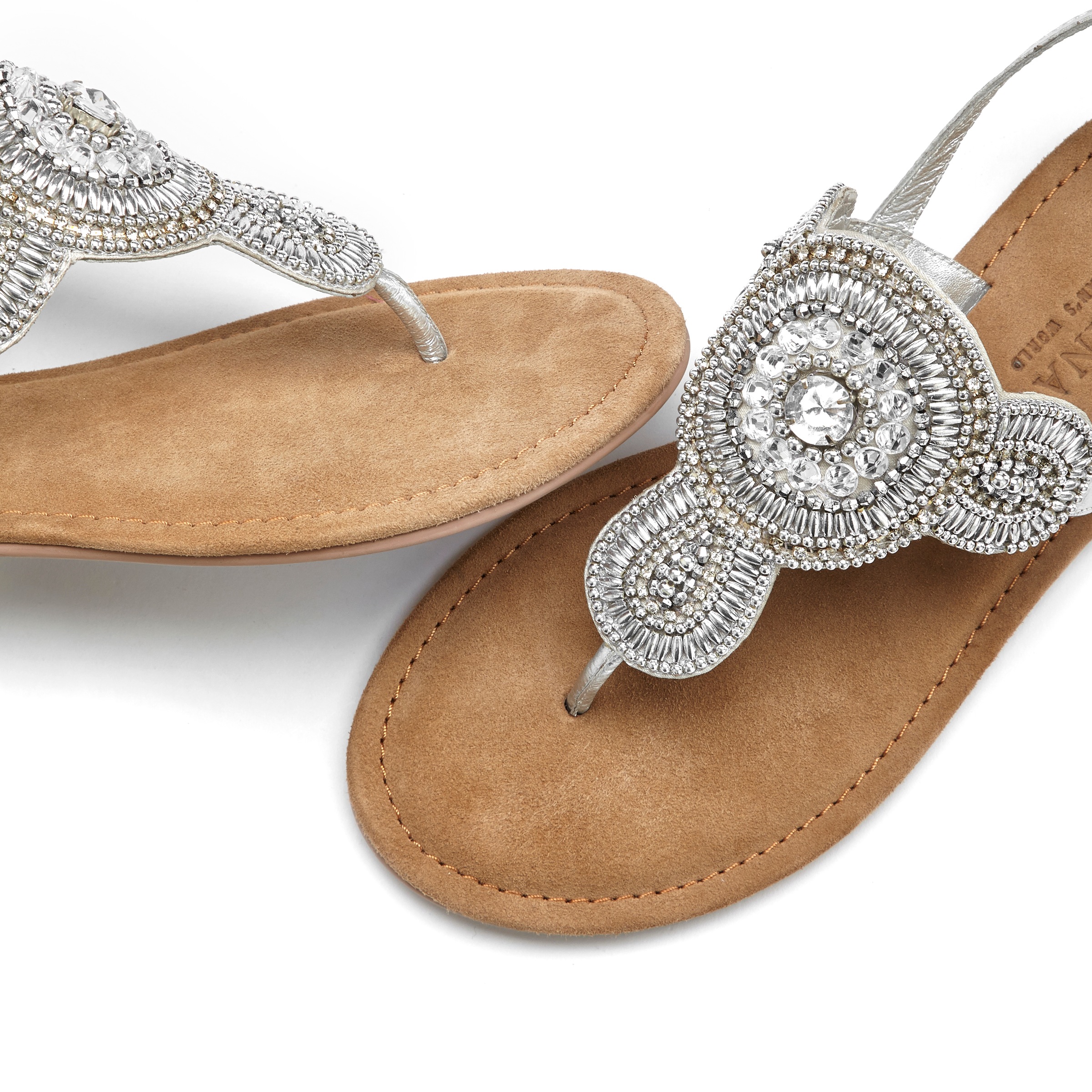 LASCANA Thong Sandals Silver Size 39 3