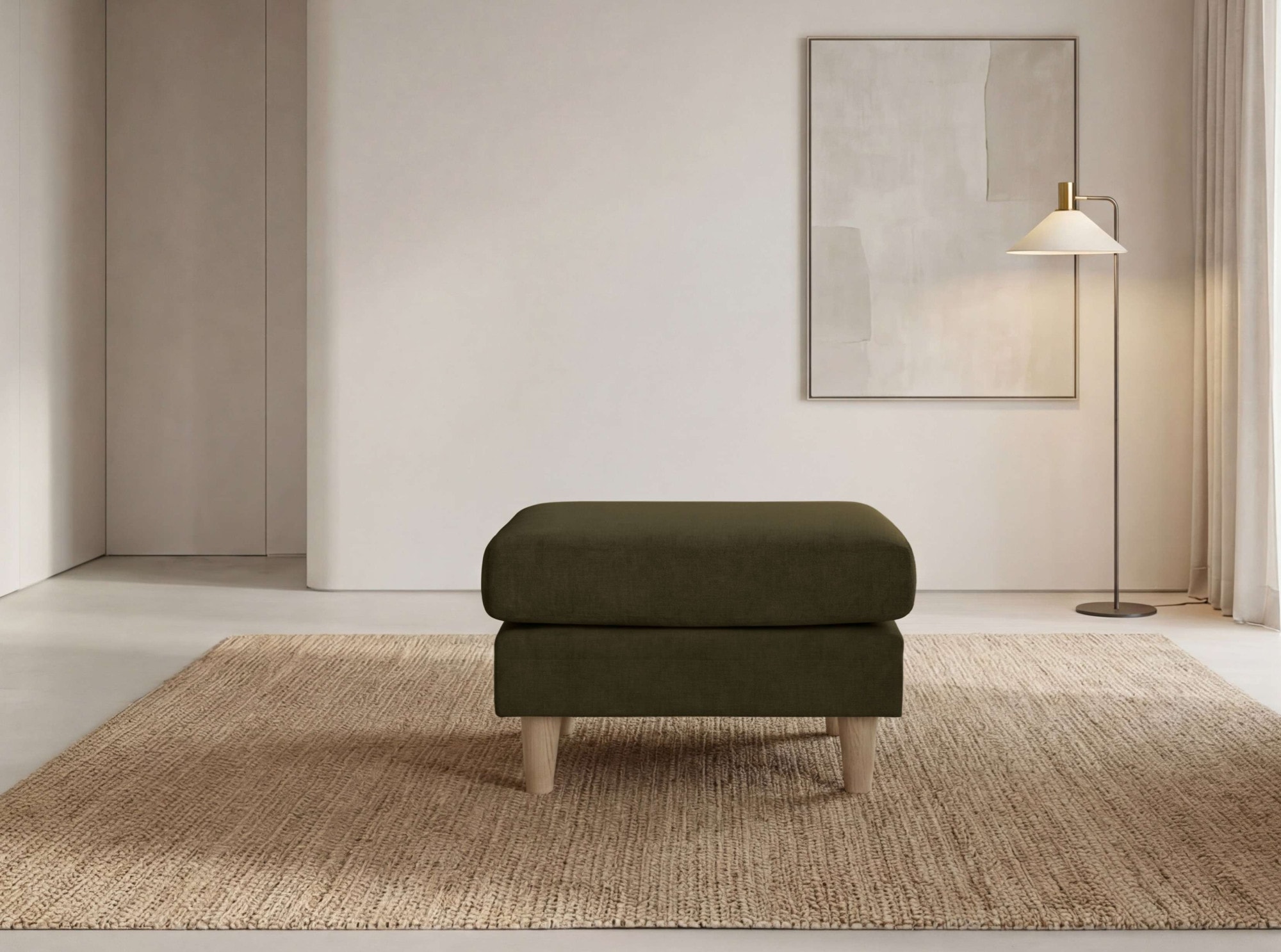 OTTO home Polsterhocker »Arellano, Breite 63 cm« klassisches Design, mit Massivholzfüßen, Webstoff fein, Chenille